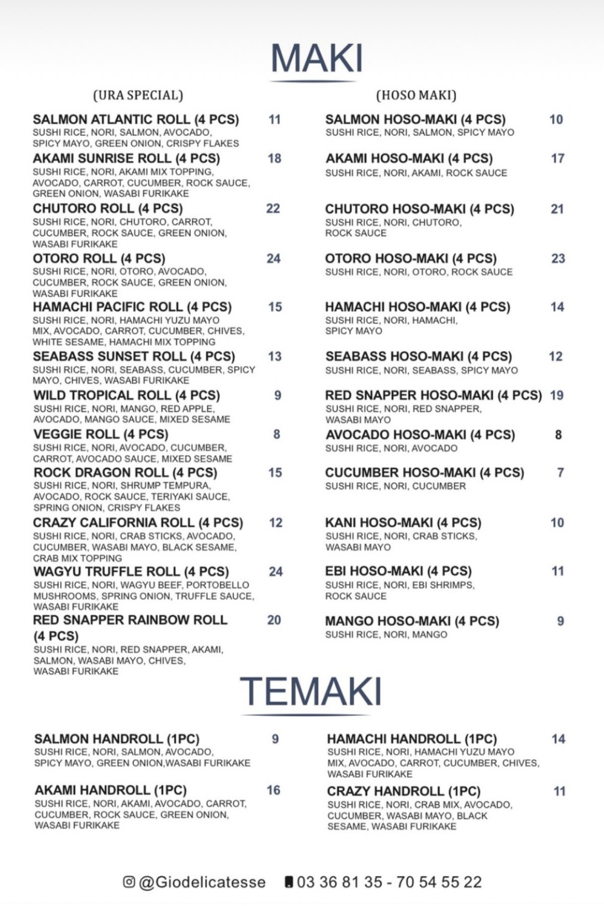 Gio Delicatesse menu, page 3