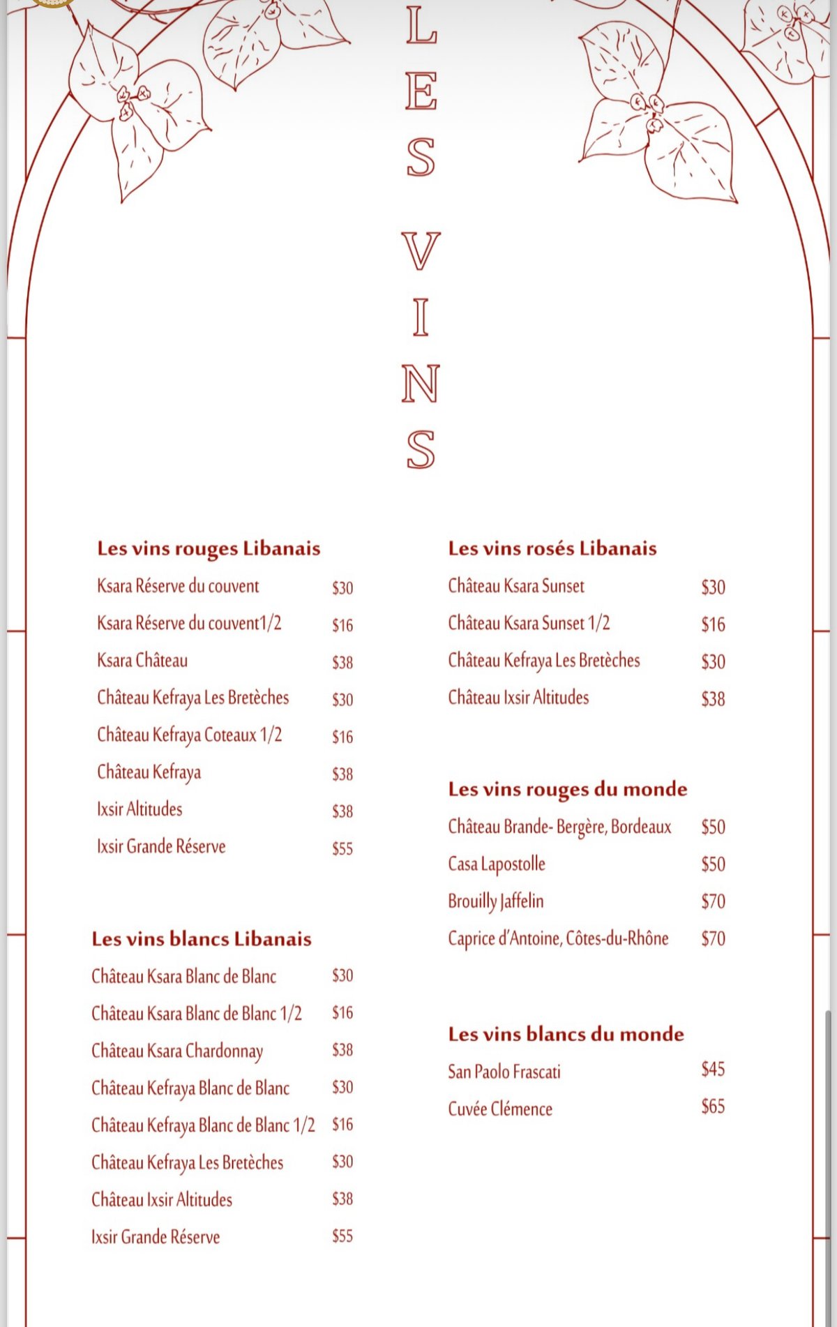 É Café menu, page 5