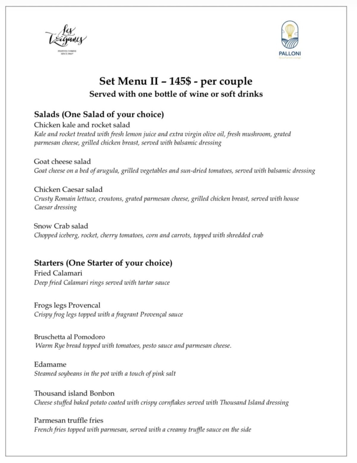 Palloni menu, page 5