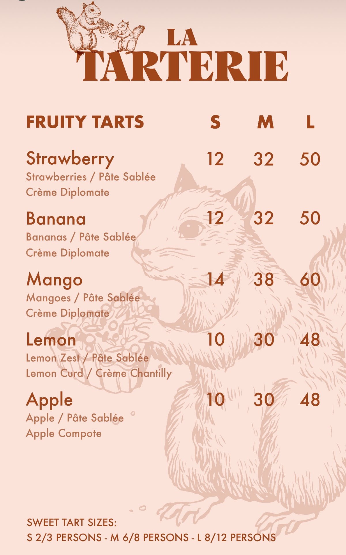 La Tarterie menu, page 4