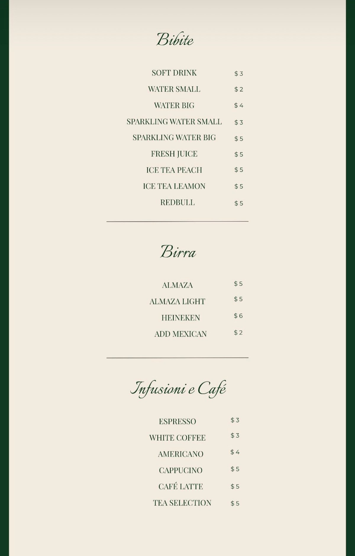 The Wood Factory Pizzeria menu, page 5