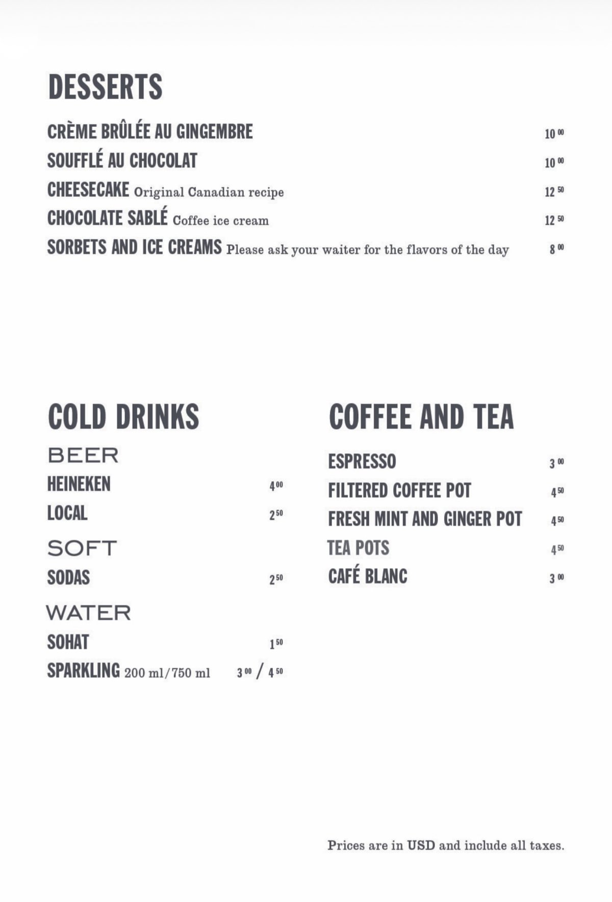 Casablanca menu, page 3