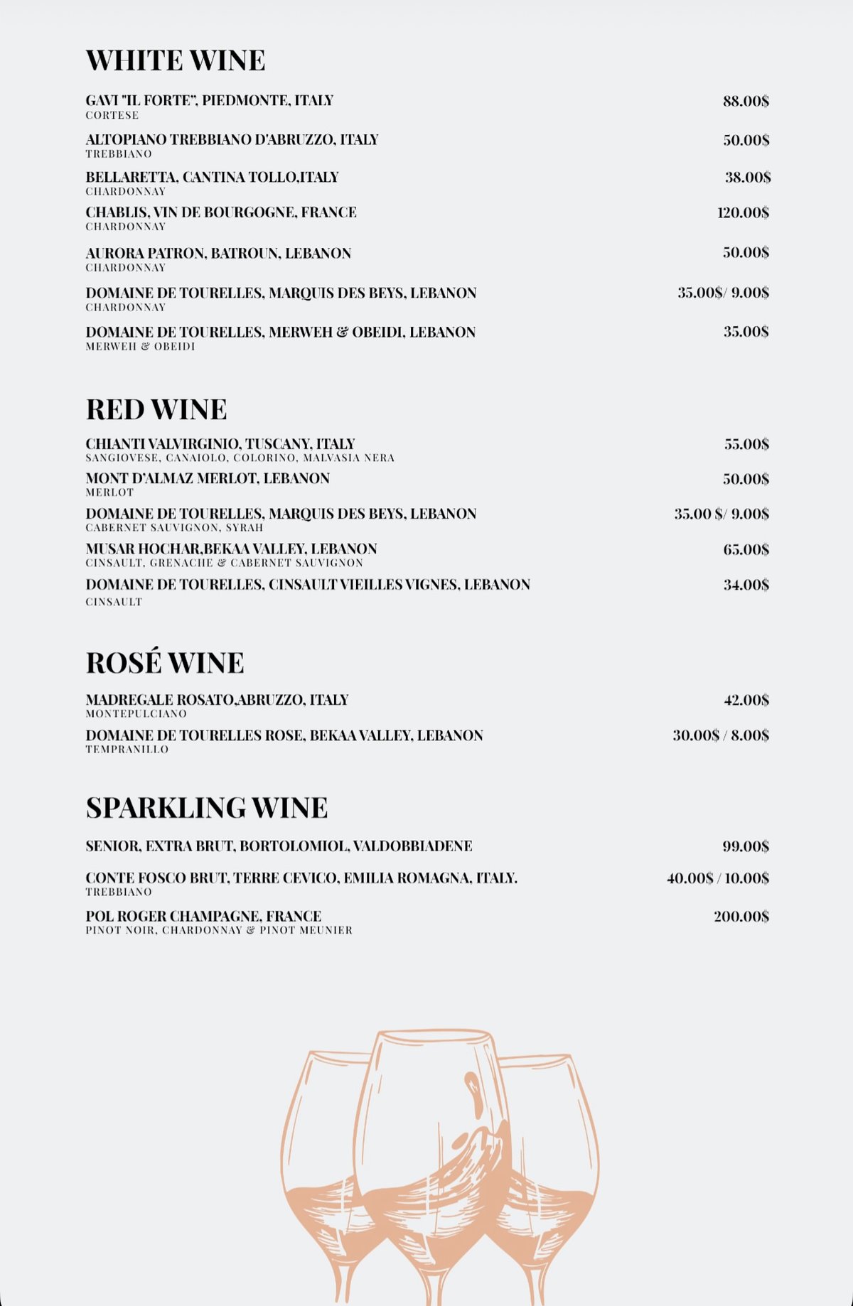Pincette menu, page 1