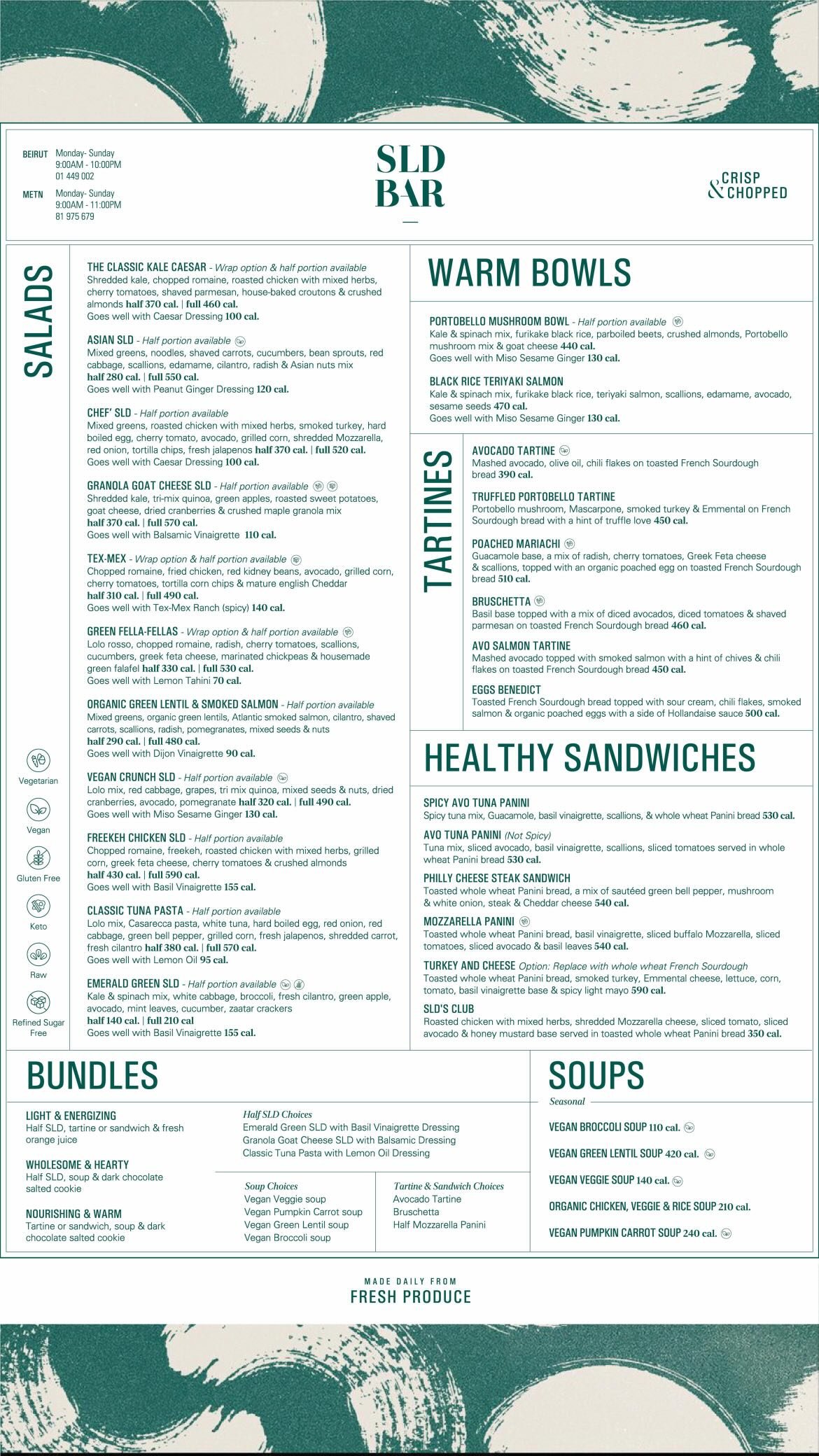 SLD Bar menu, page 1