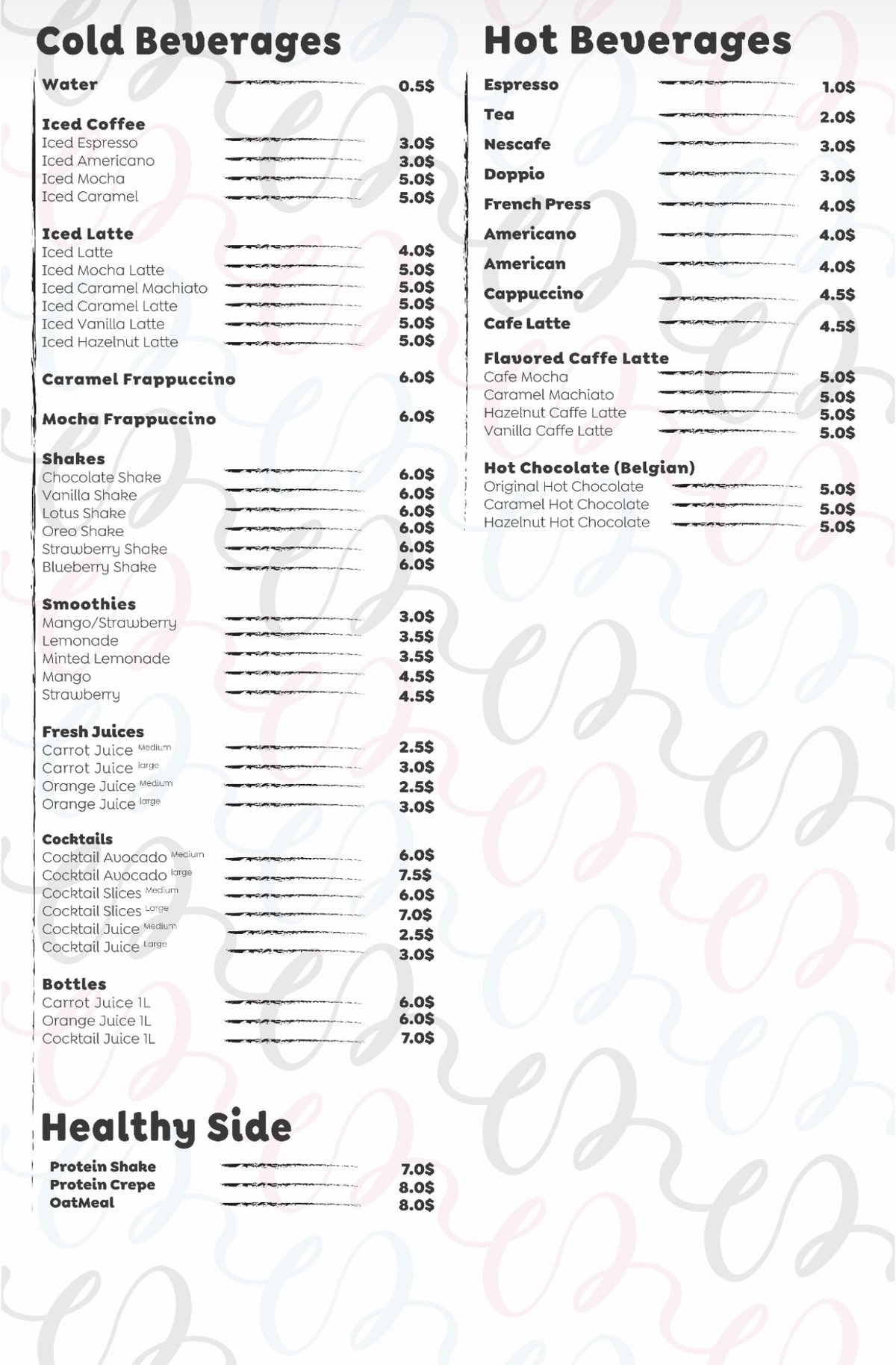My Cravings menu, page 1