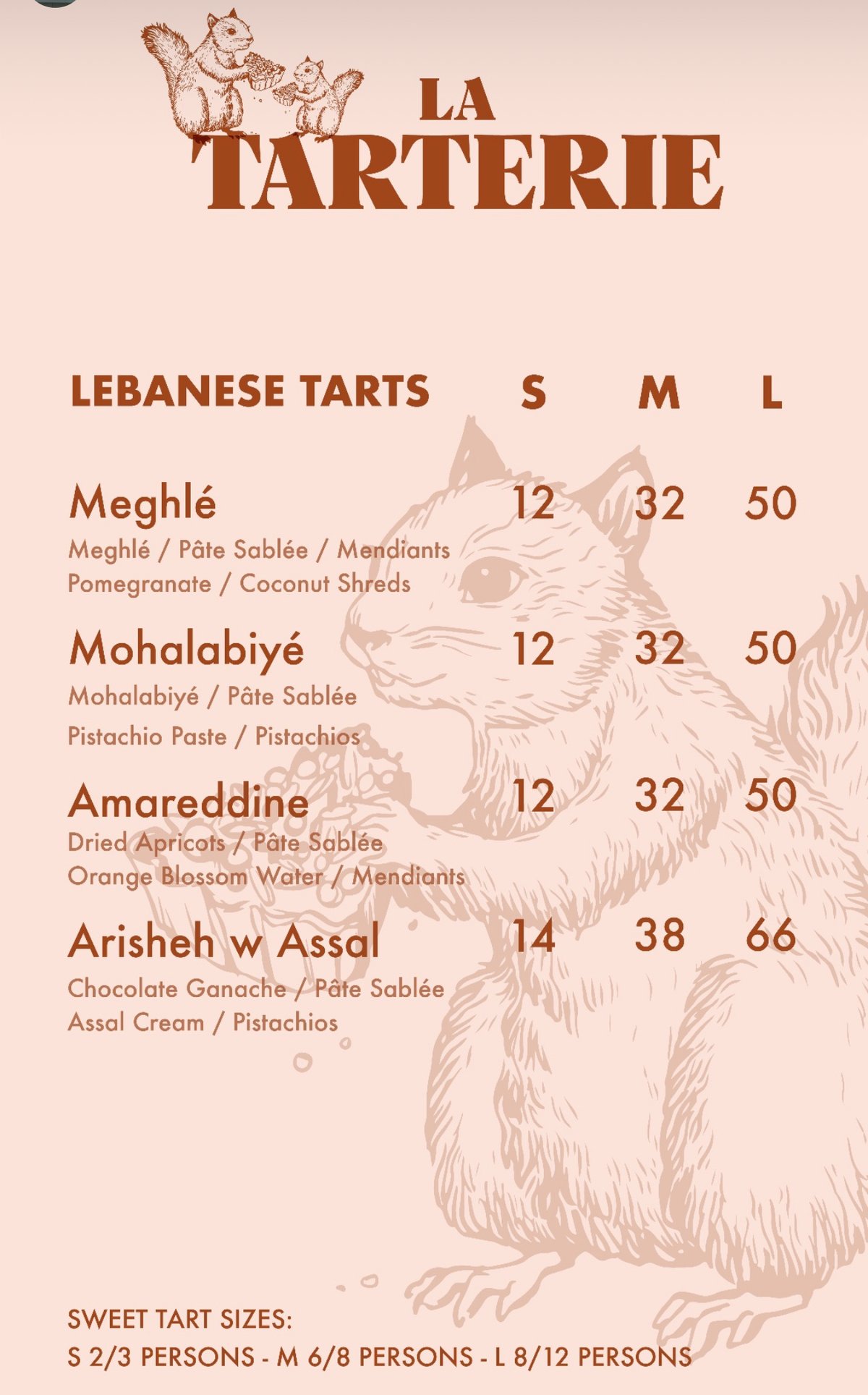 La Tarterie menu, page 6