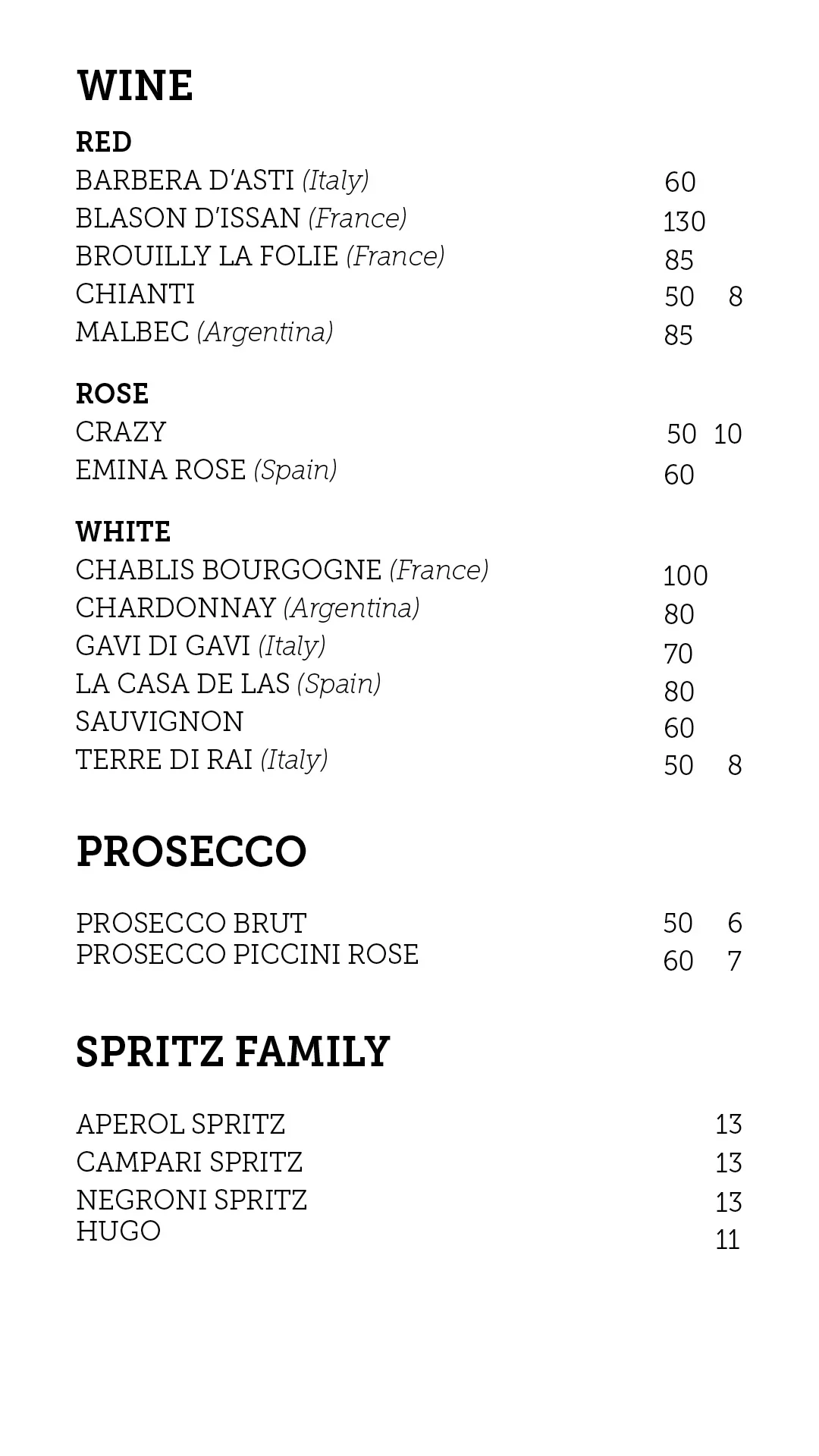 Bar Baker menu, page 6