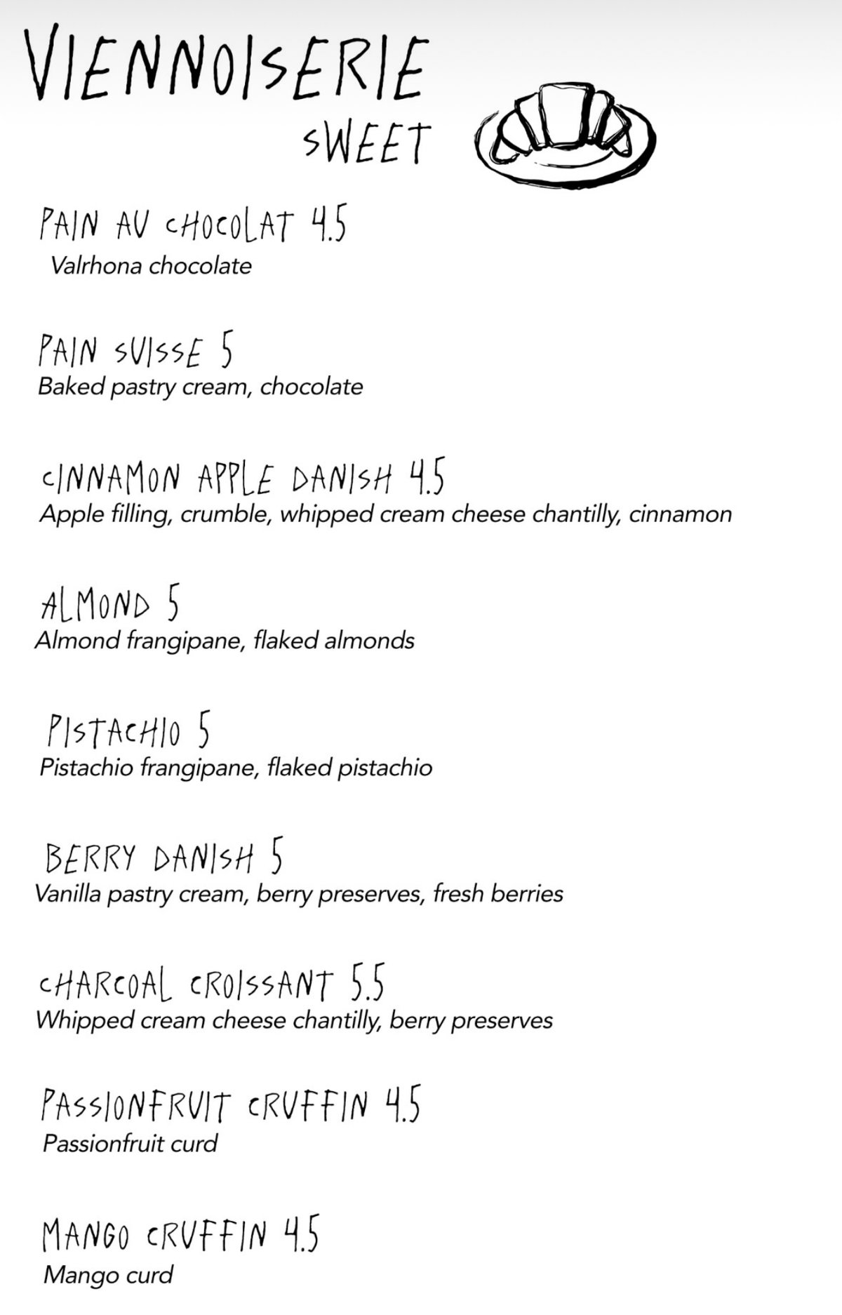 Vanilla Bean menu, page 3