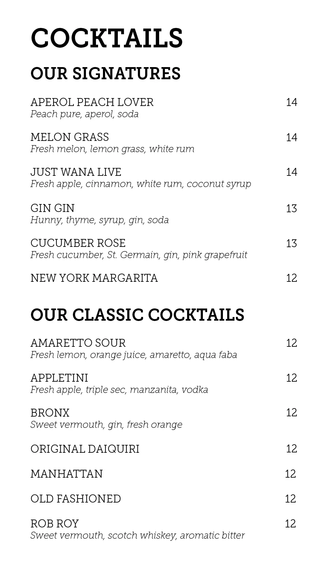 Bar Baker menu, page 4