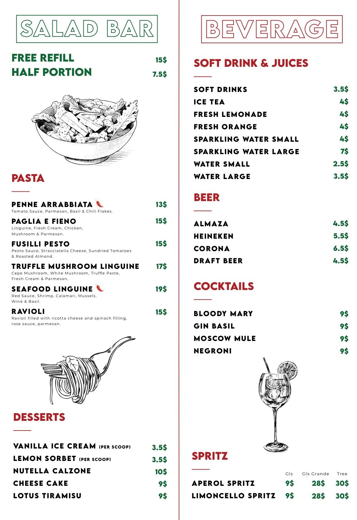 Pizzalata menu, page 2