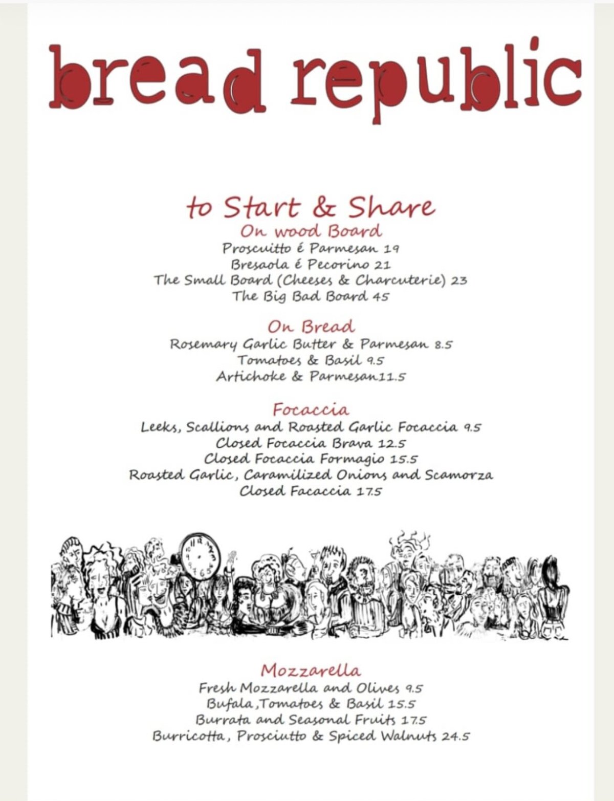 Bread Republic menu, page 1