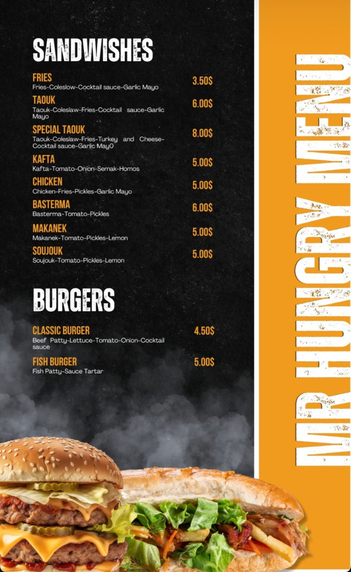 Mr Hungry menu, page 3