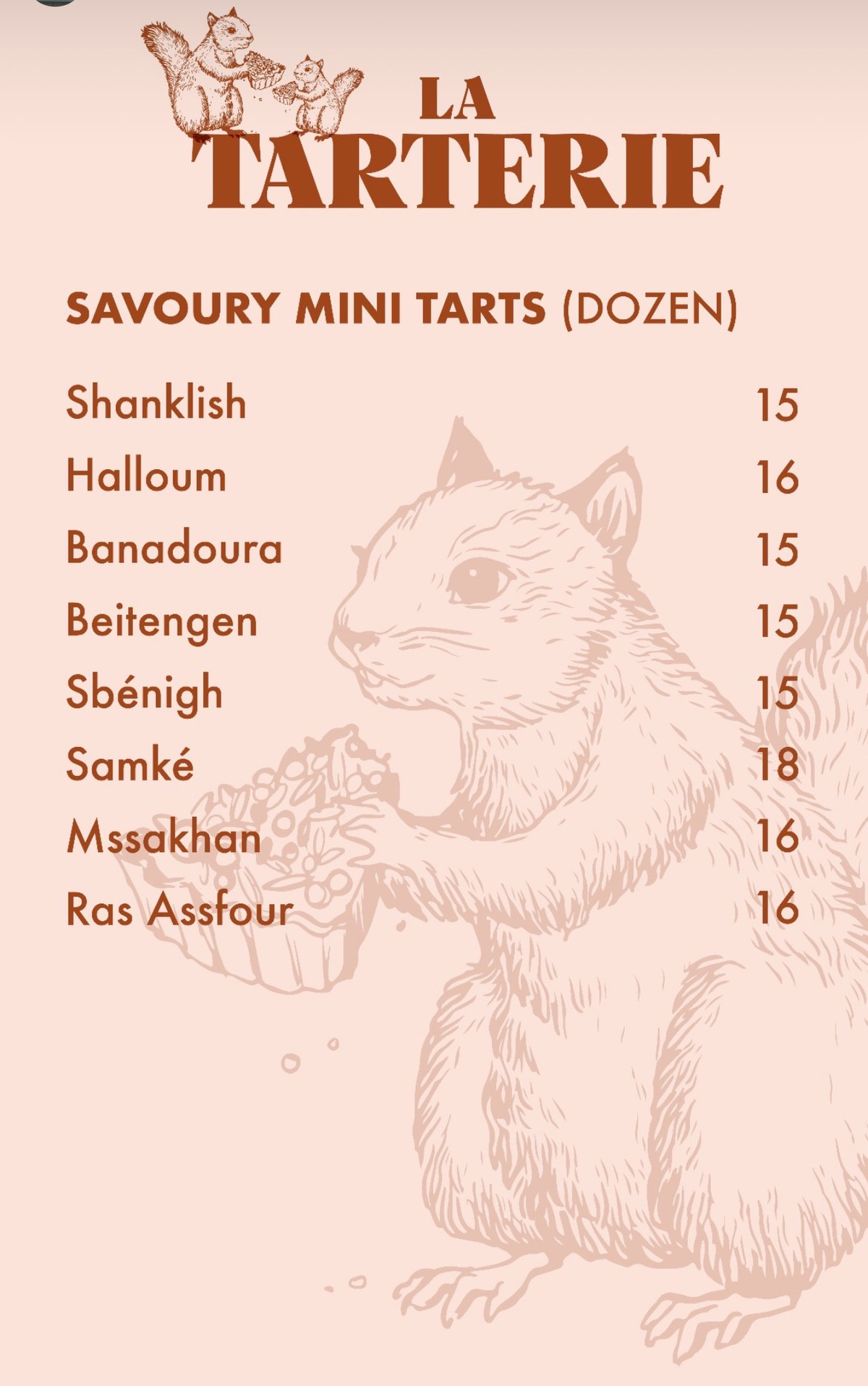La Tarterie menu, page 5