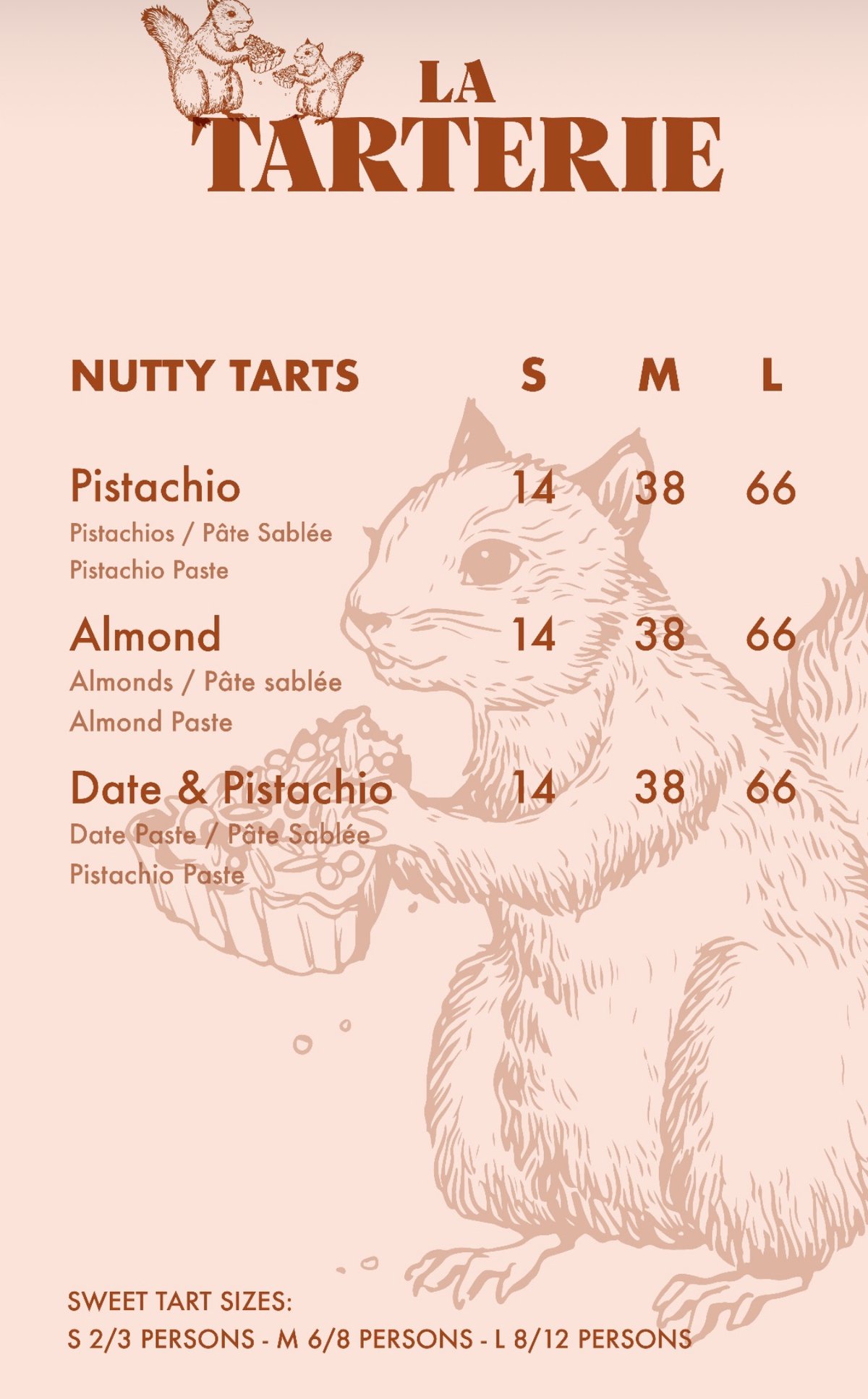 La Tarterie menu, page 8