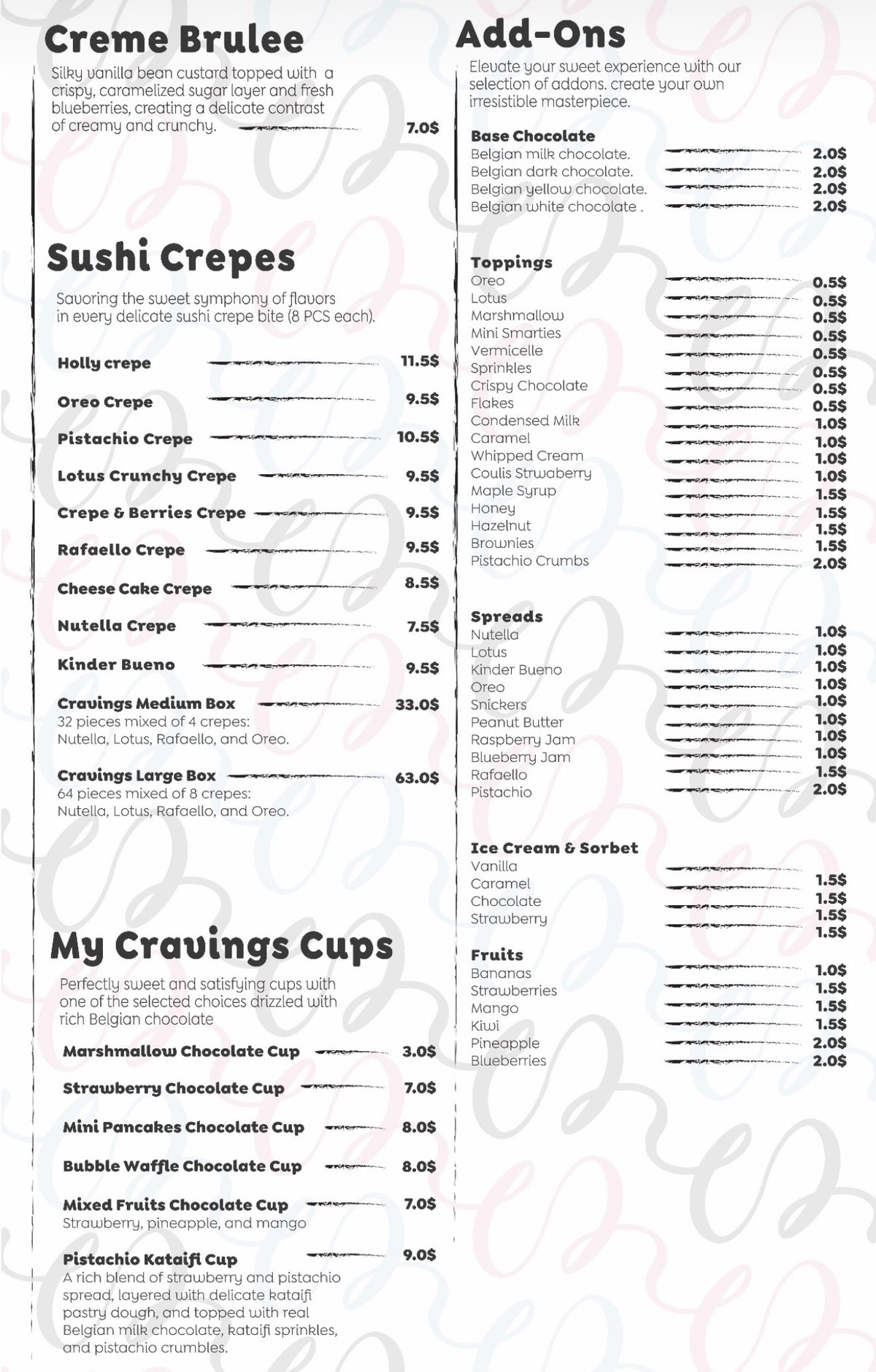My Cravings menu, page 3