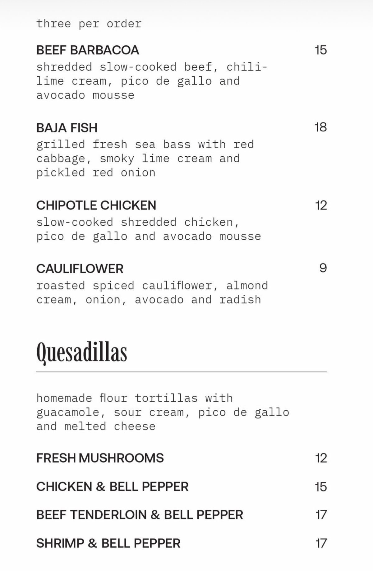 Transatlantic menu, page 5