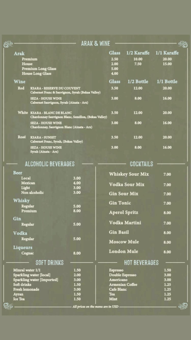 Seza menu, page 2