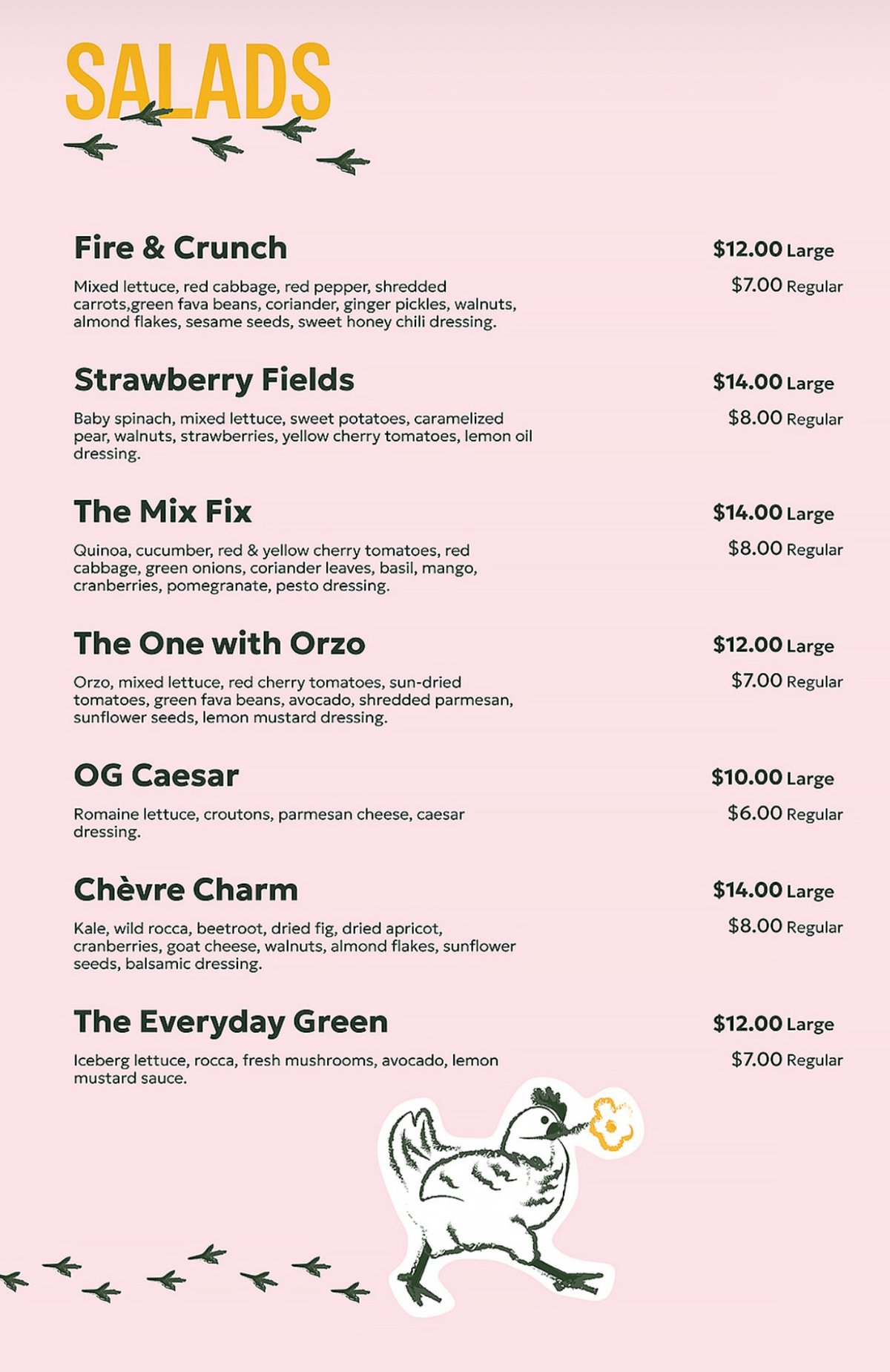 Cluckerie menu, page 1