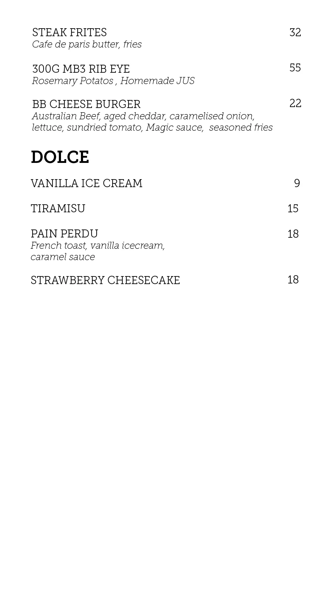 Bar Baker menu, page 3