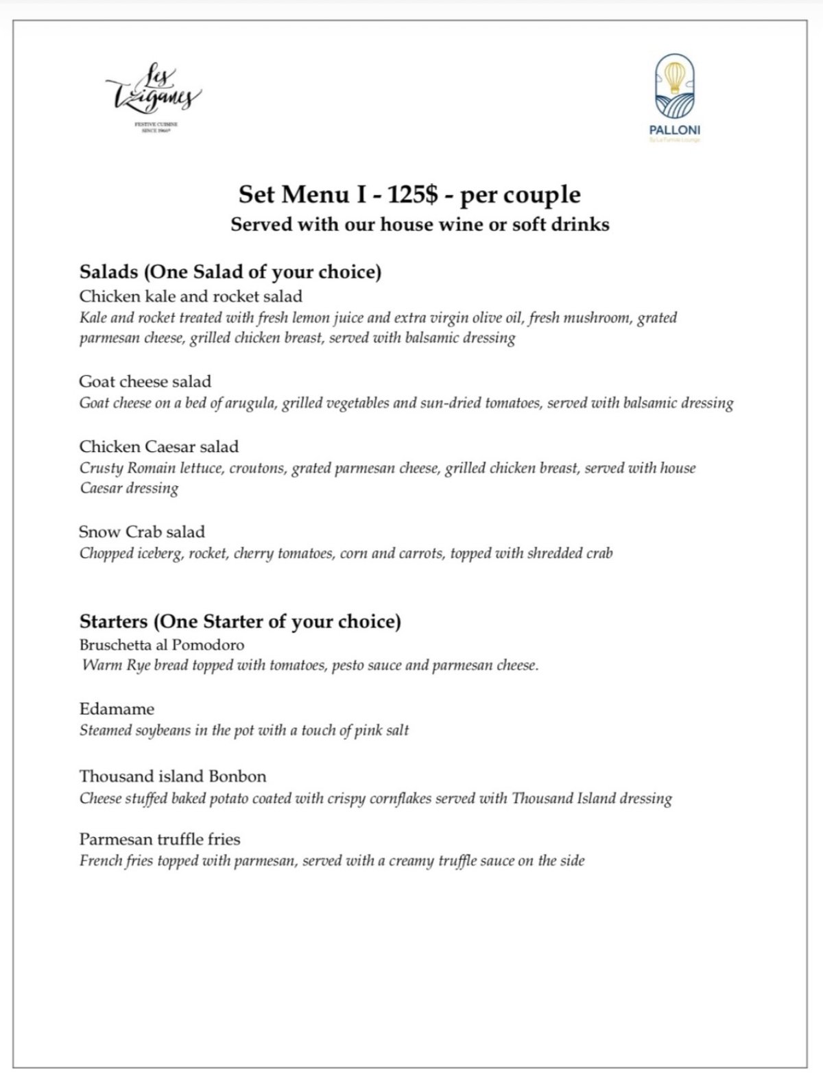 Palloni menu, page 3