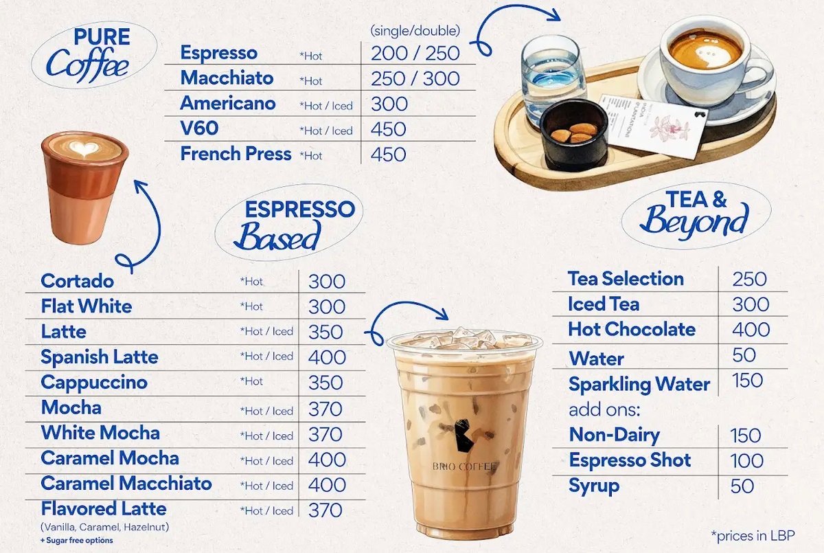 Brio Coffee menu, page 2