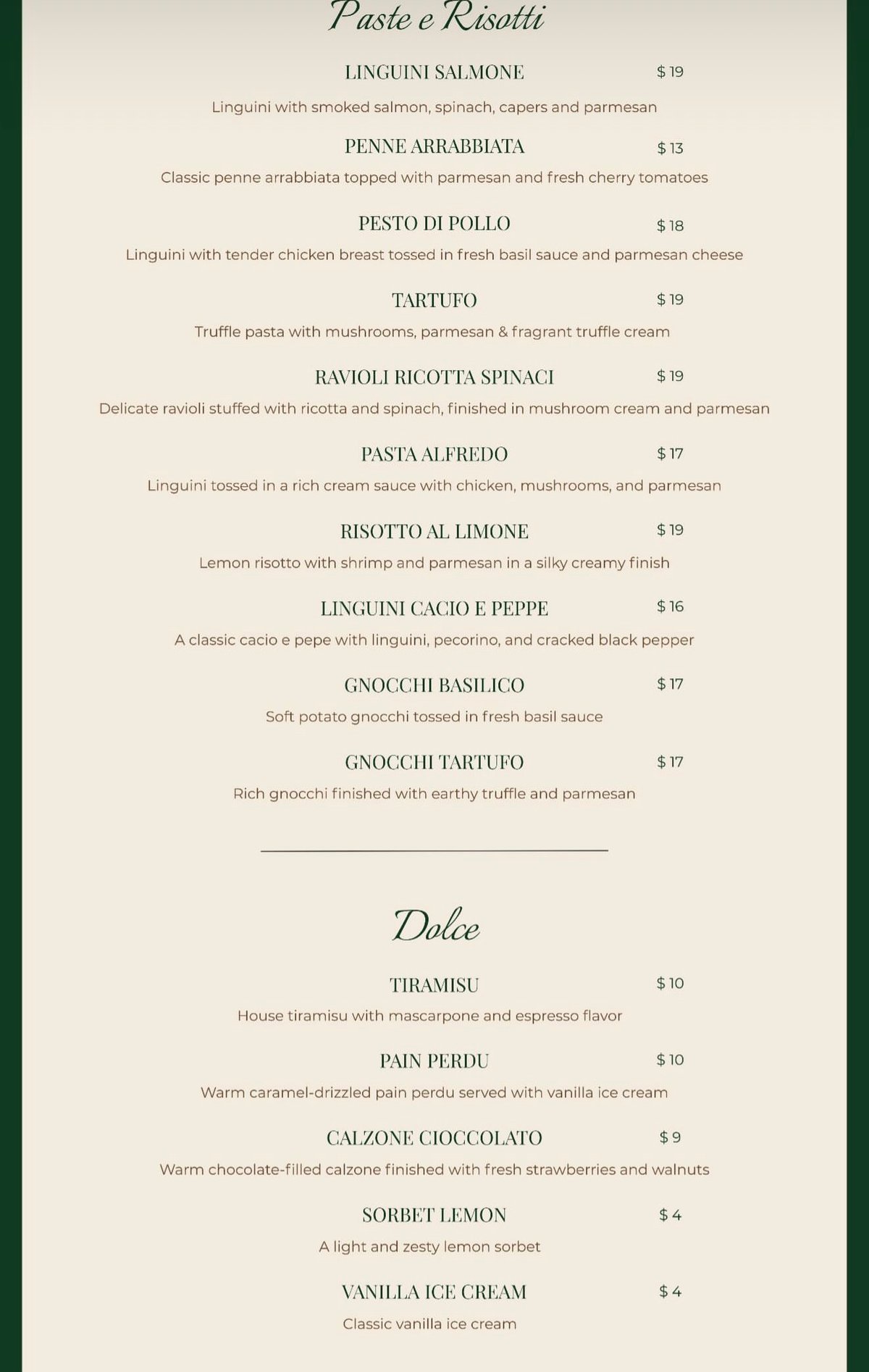 The Wood Factory Pizzeria menu, page 6