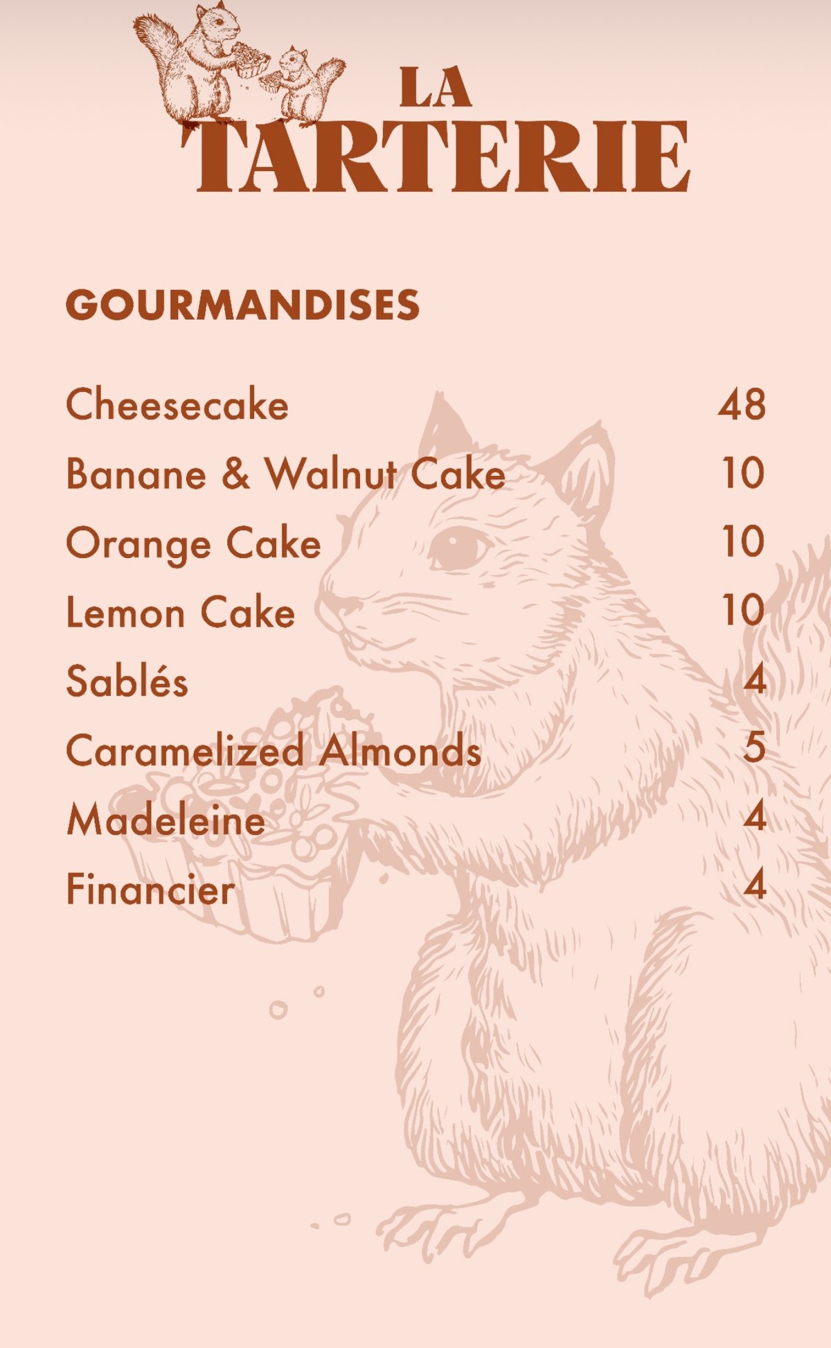 La Tarterie menu, page 3