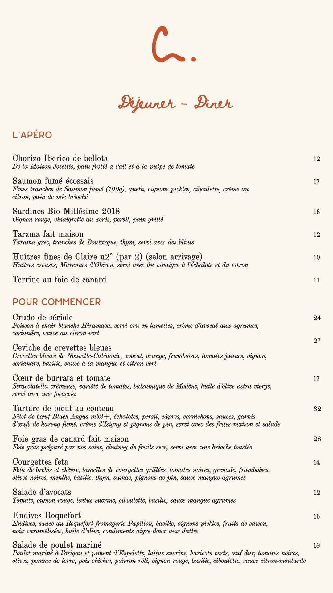 Cezanne menu, page 4