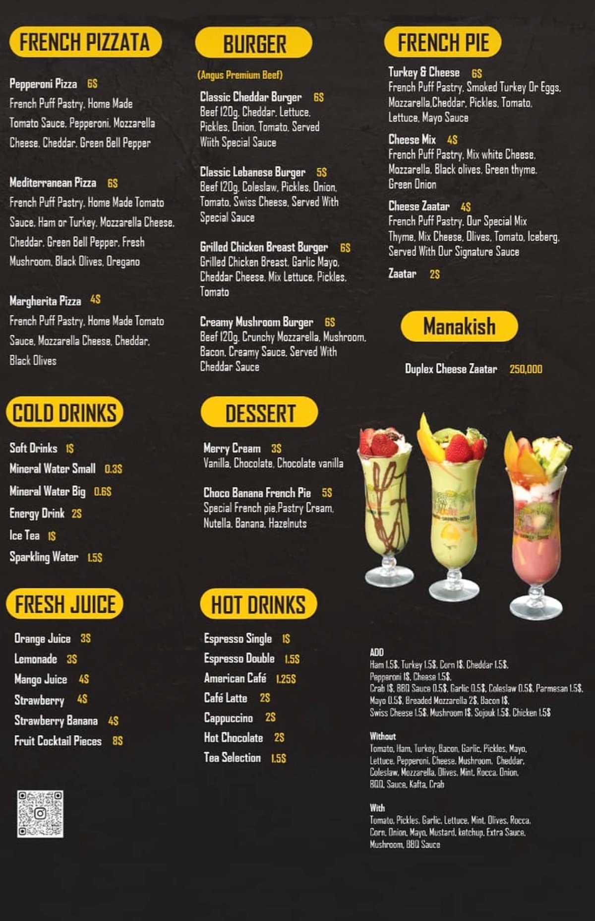 Casper Moon menu, page 2