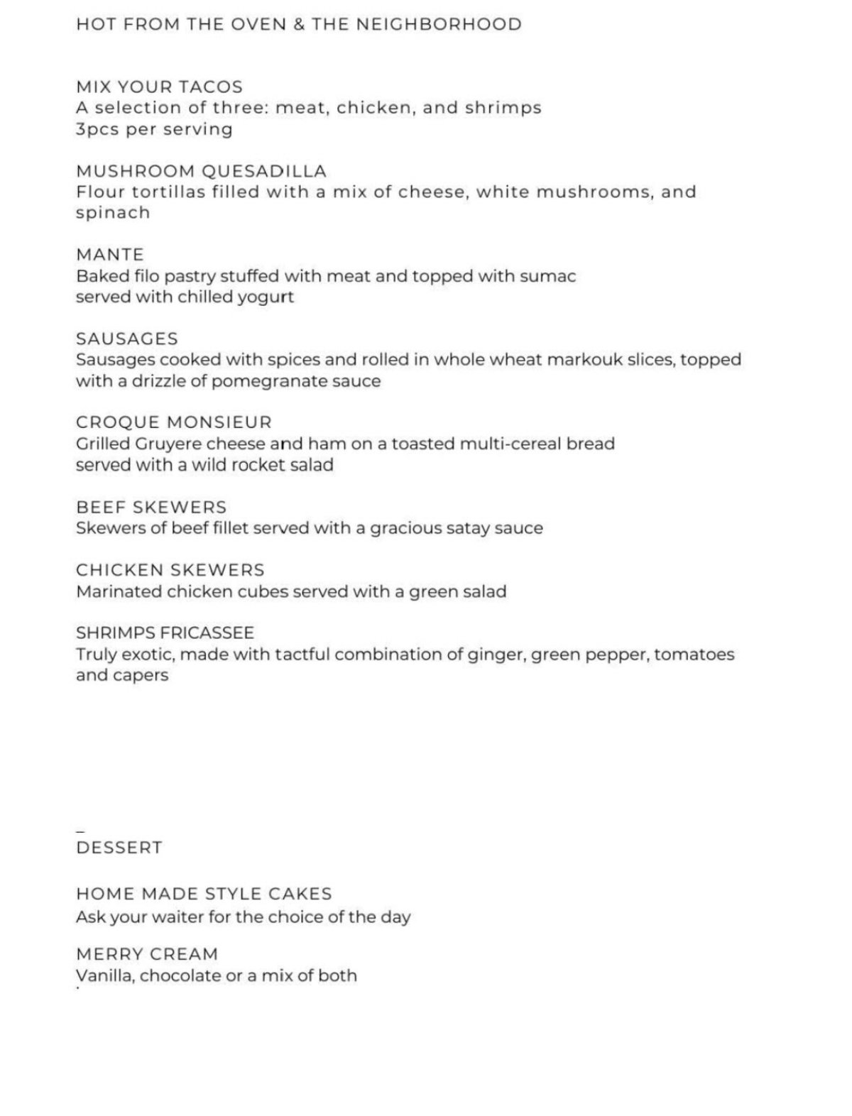 Union Marks menu, page 3