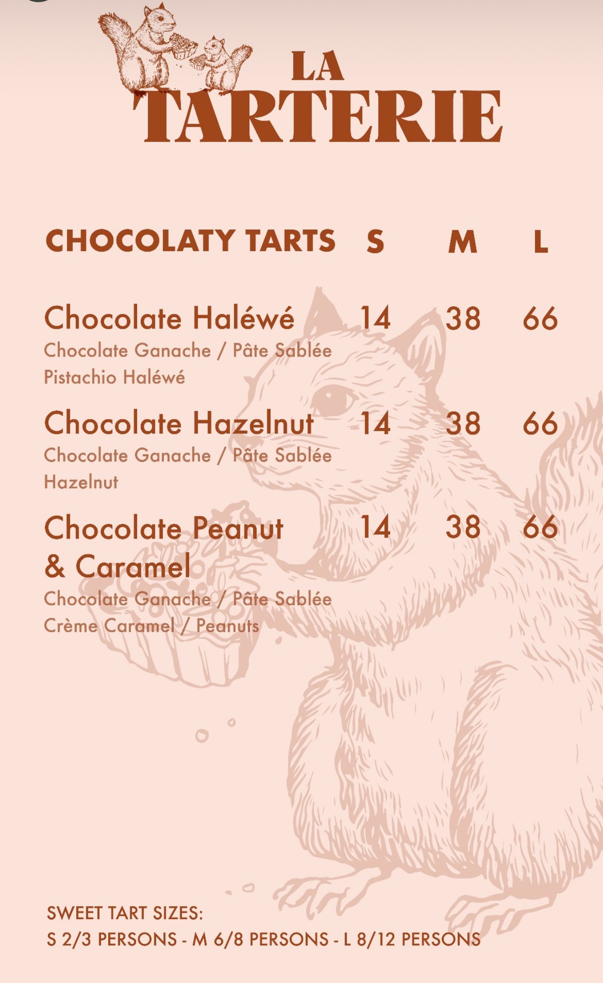 La Tarterie menu, page 2