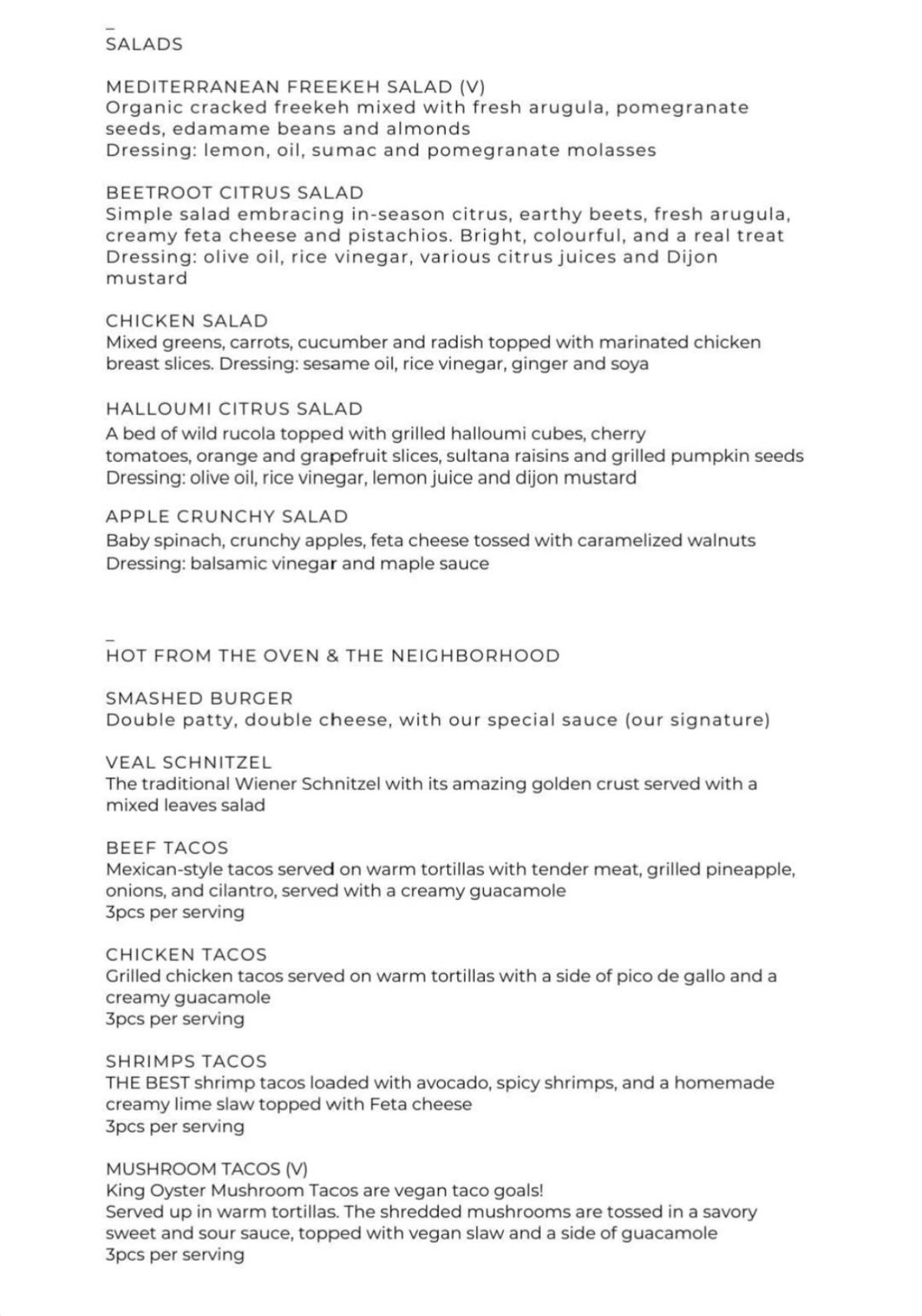 Union Marks menu, page 1