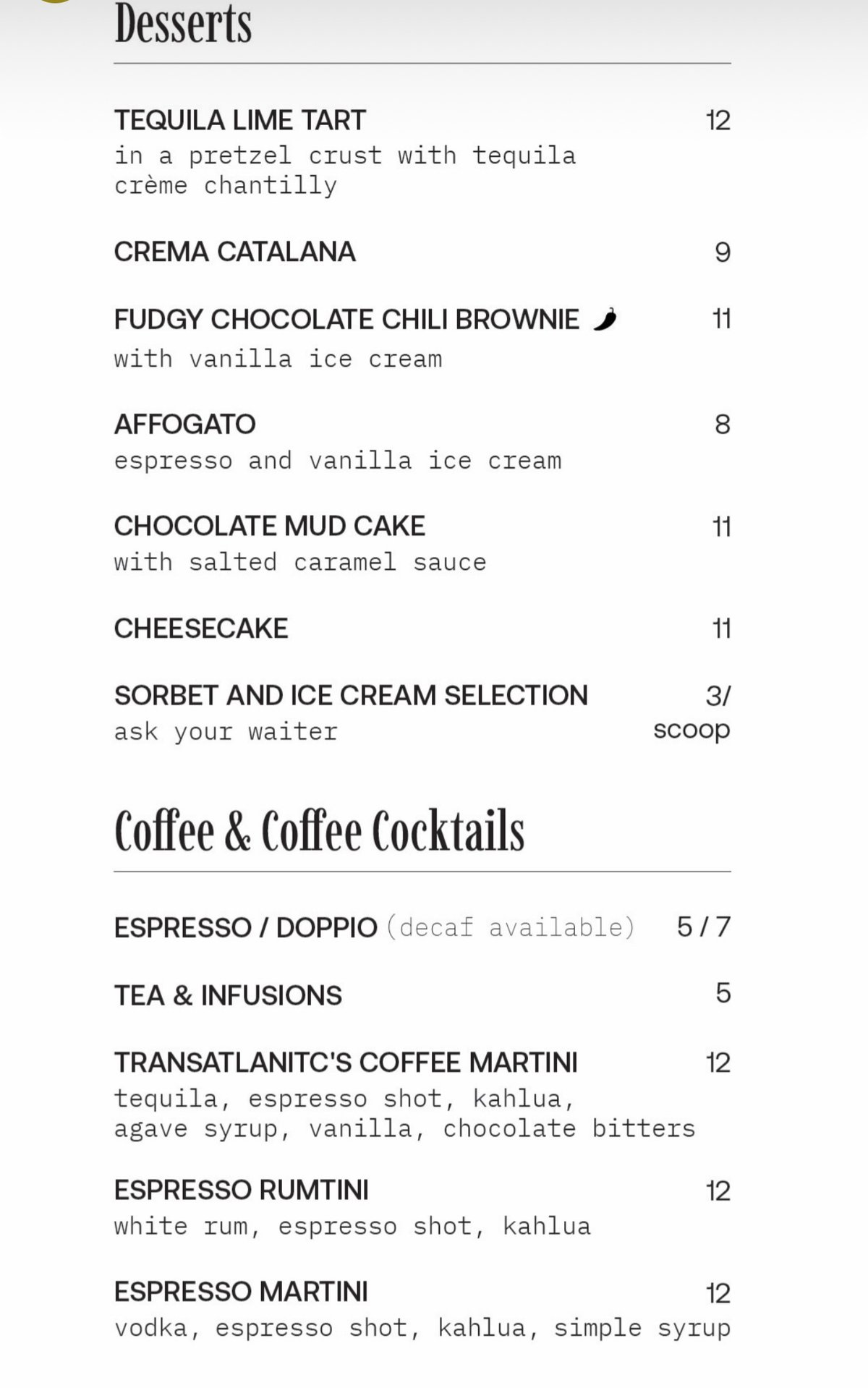 Transatlantic menu, page 4