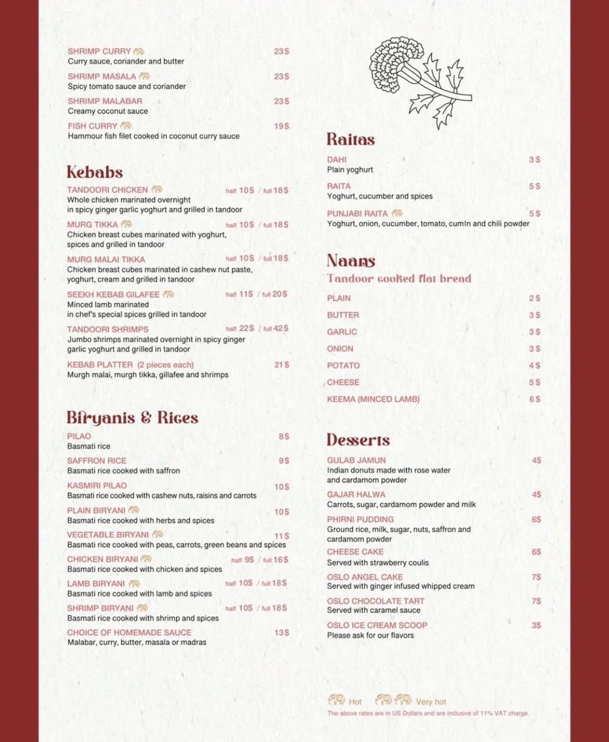 Al Hindi menu, page 2
