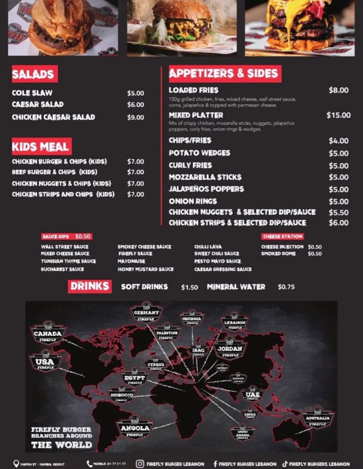Firefly Burger menu, page 1