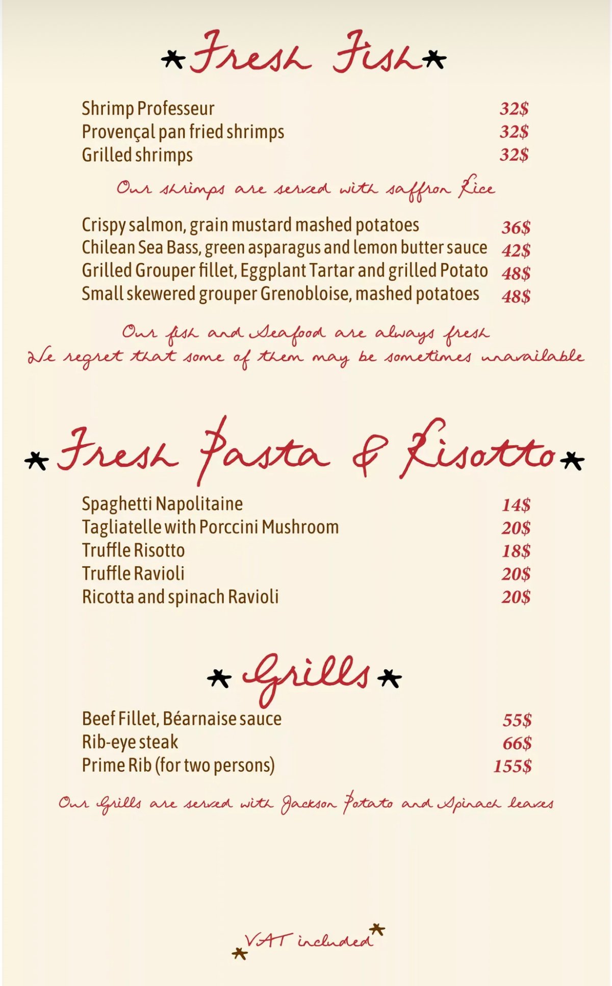 Cocteau menu, page 2