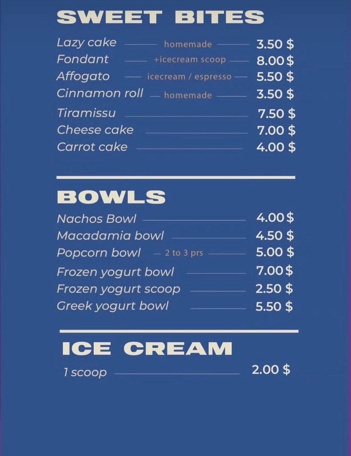 Space menu, page 1