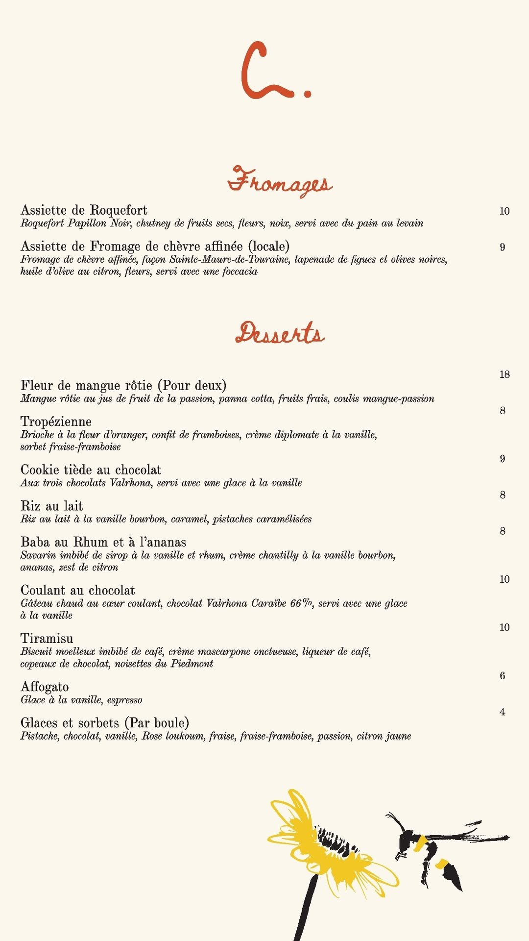 Cezanne menu, page 3