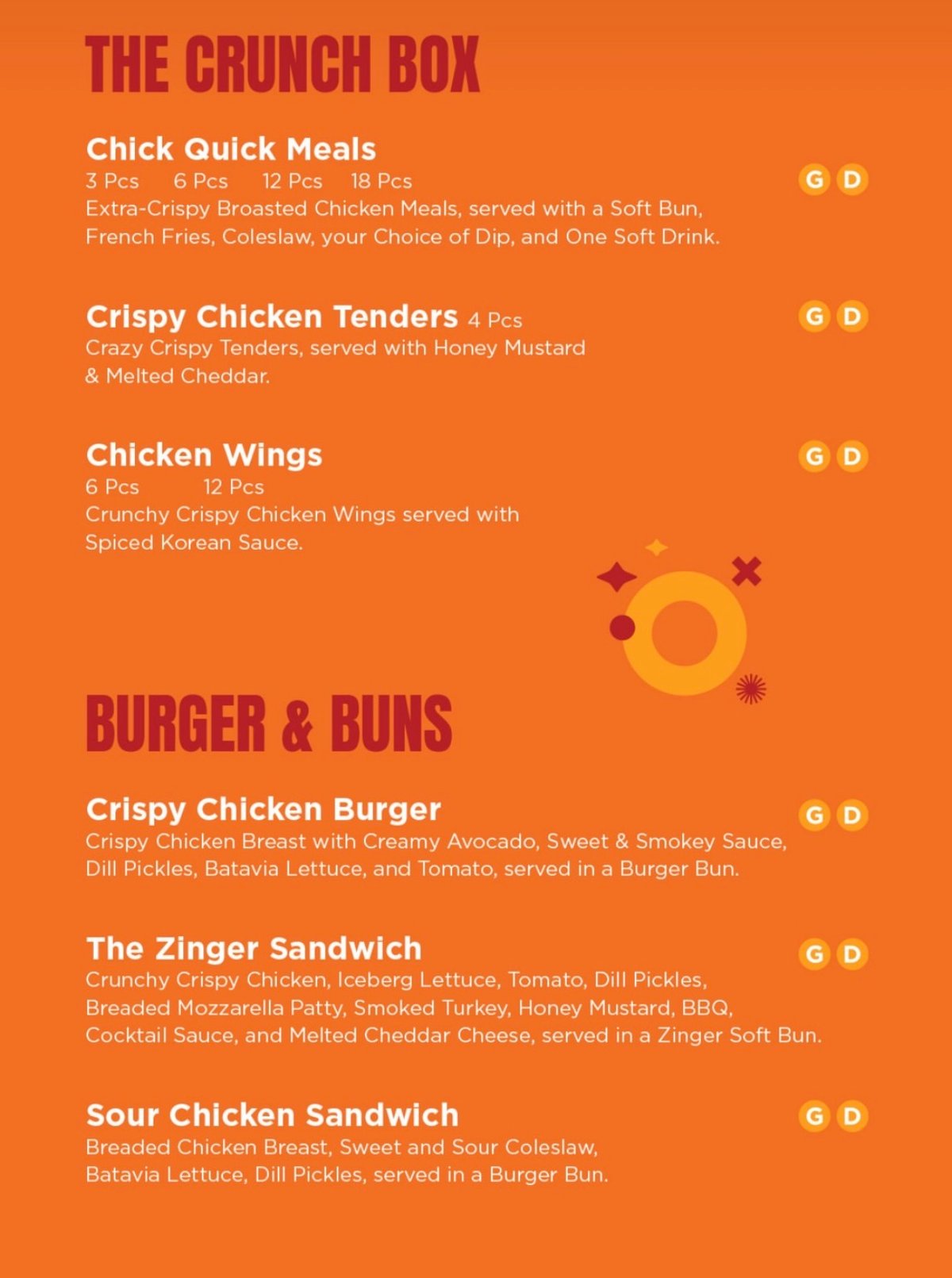 Chick Quik menu, page 2