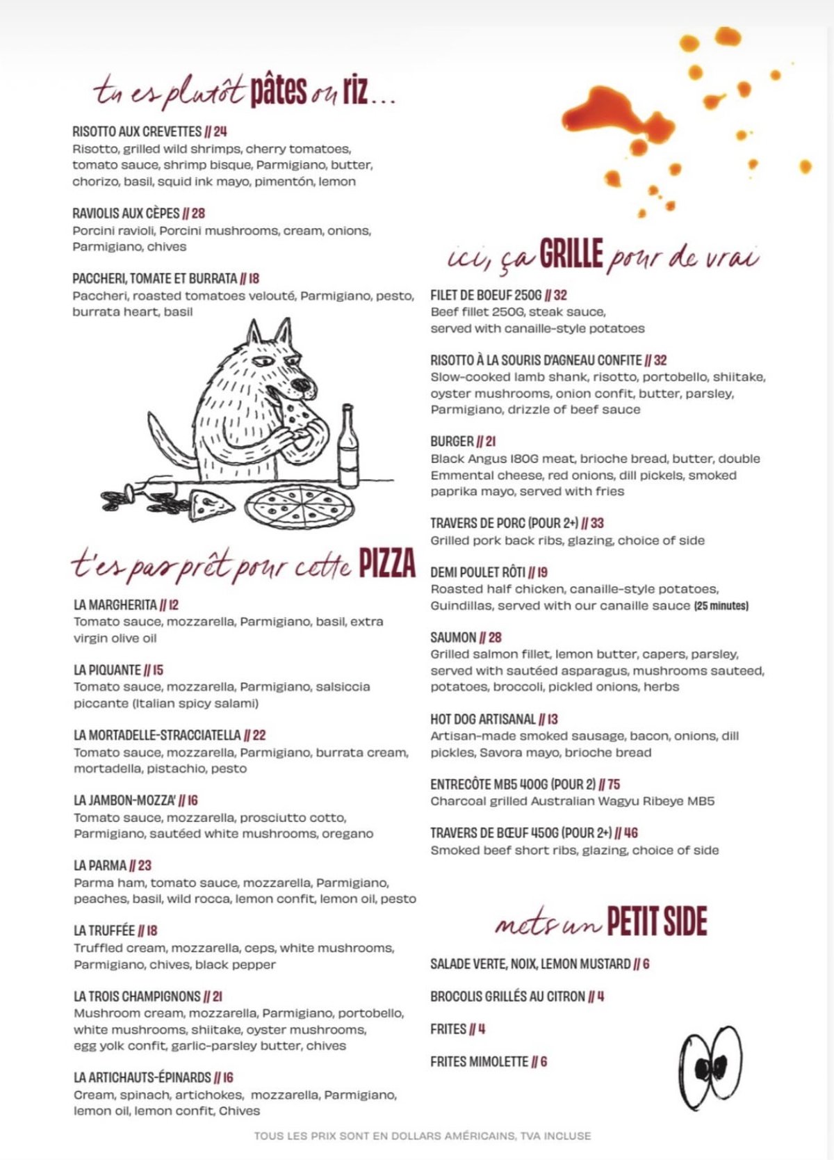 Canaille menu, page 2