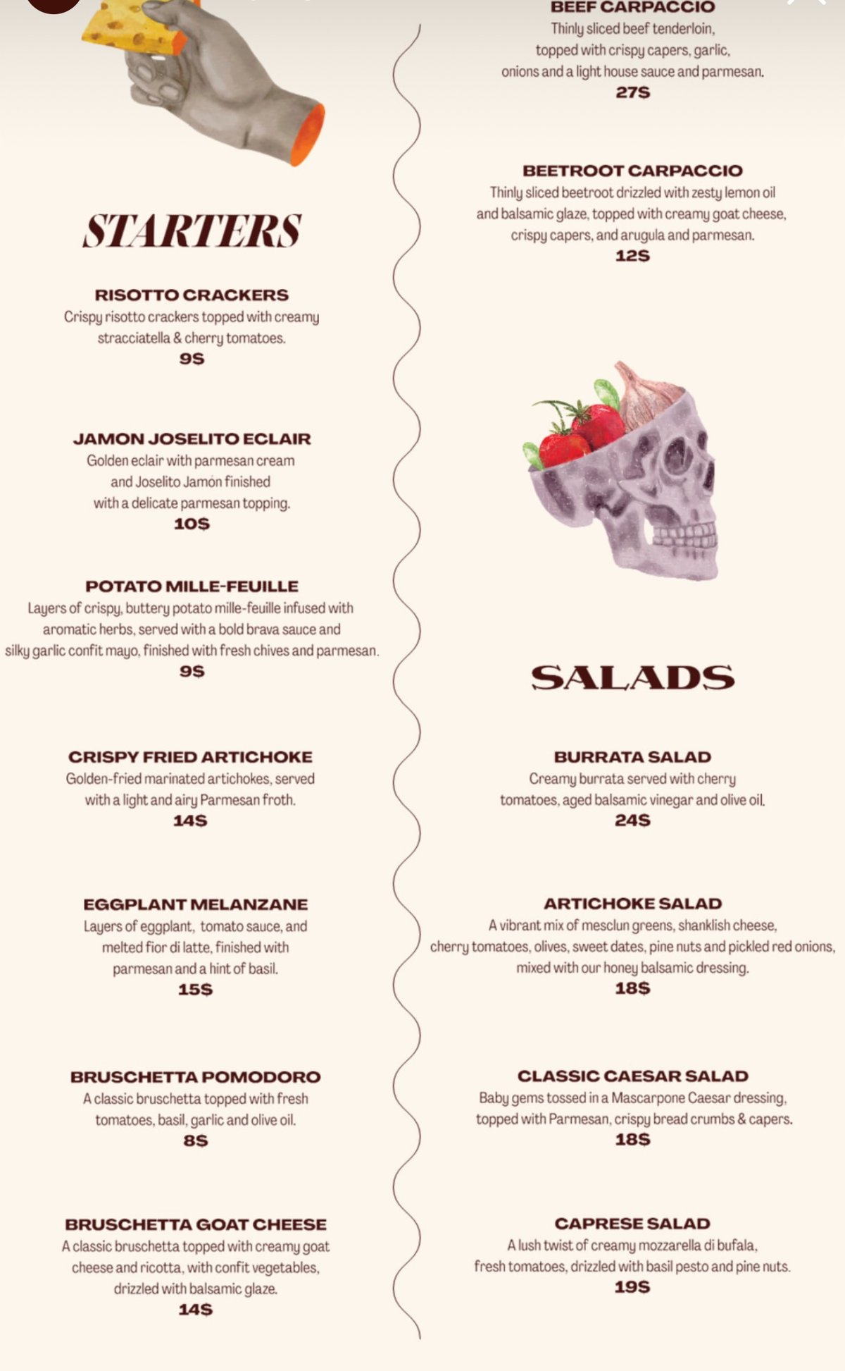 The Daring Italian menu, page 3