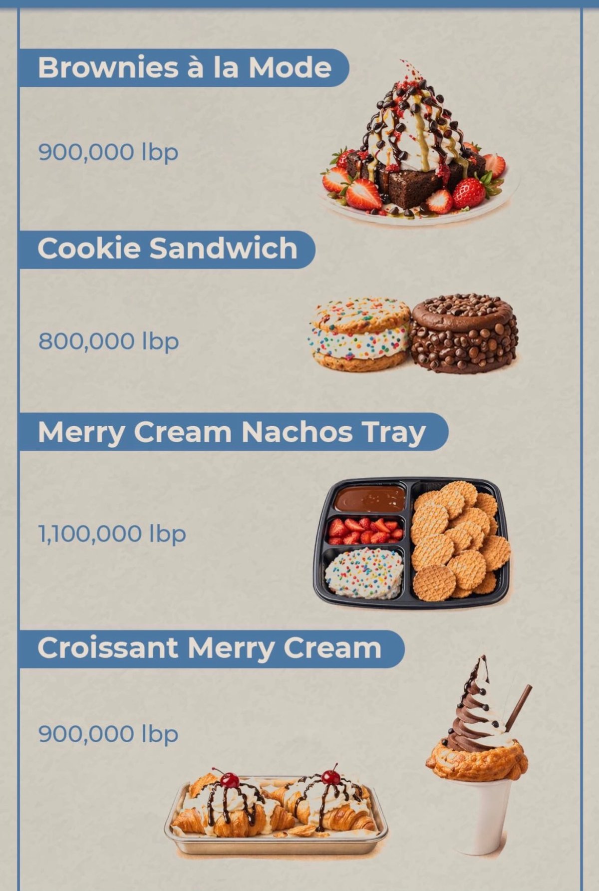 Merry Cream Alfred menu, page 3