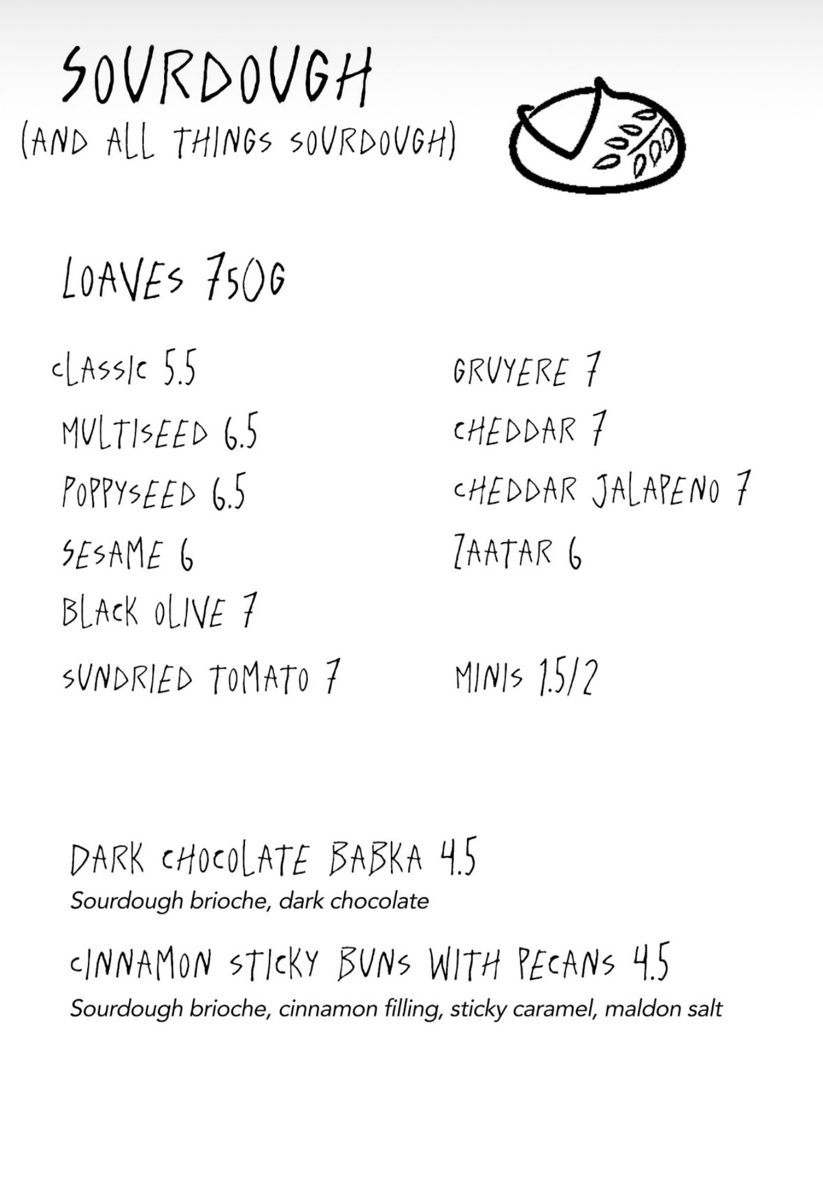 Vanilla Bean menu, page 2