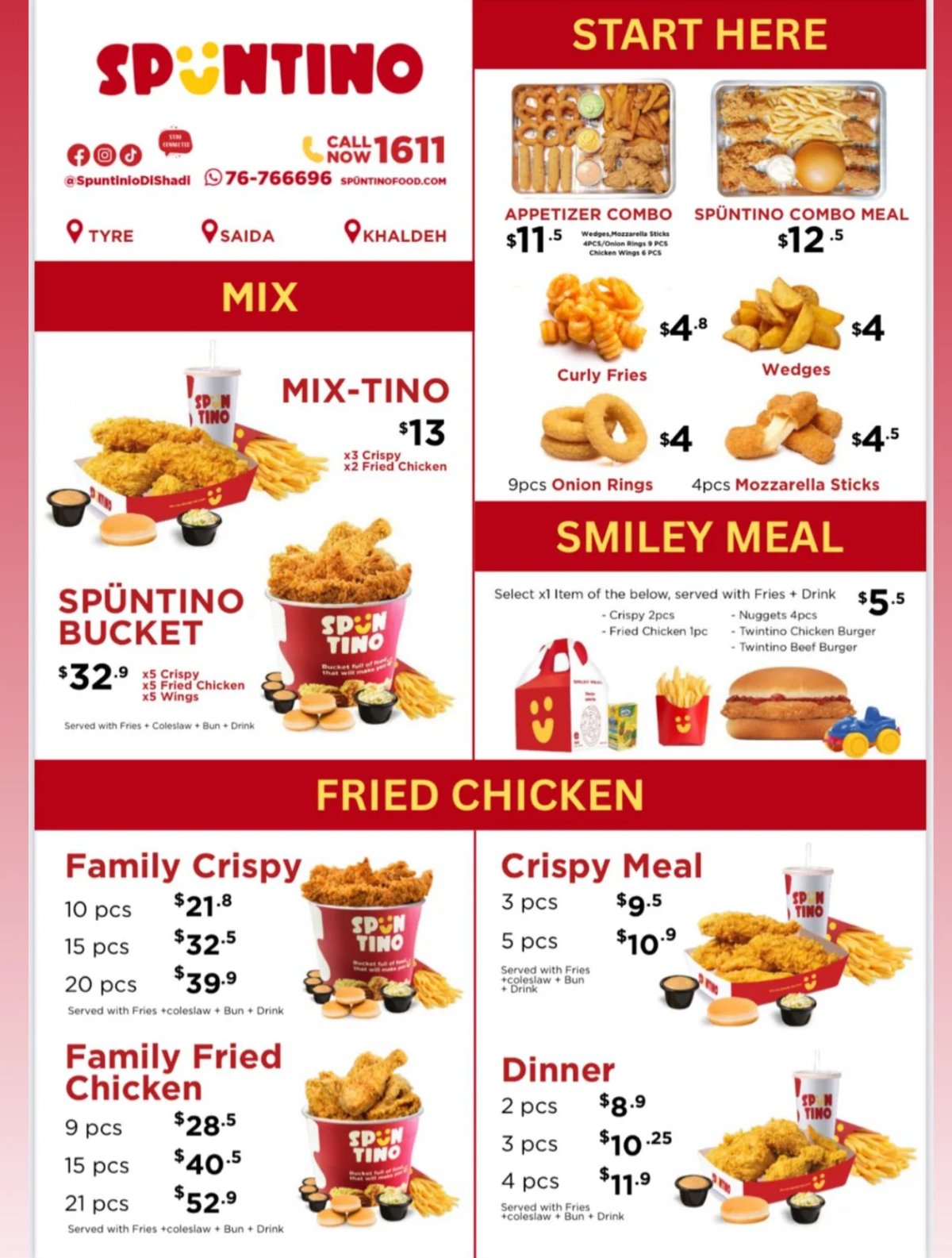 Spuntino menu, page 1