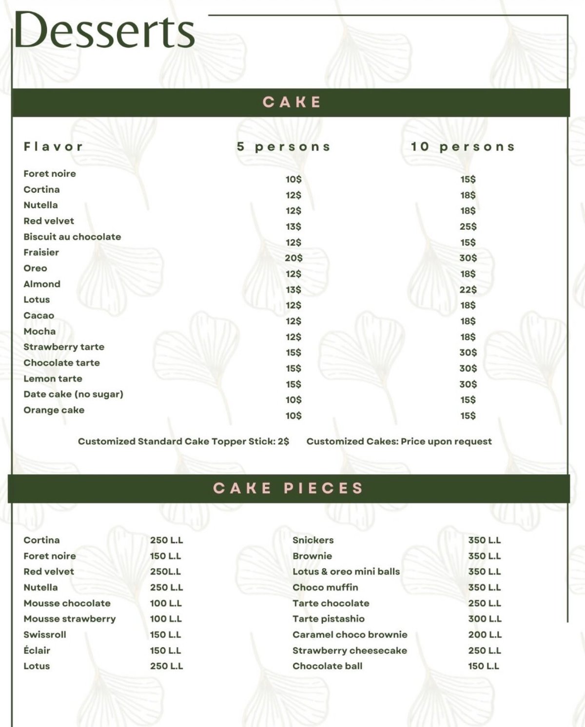 Fondue menu, page 1