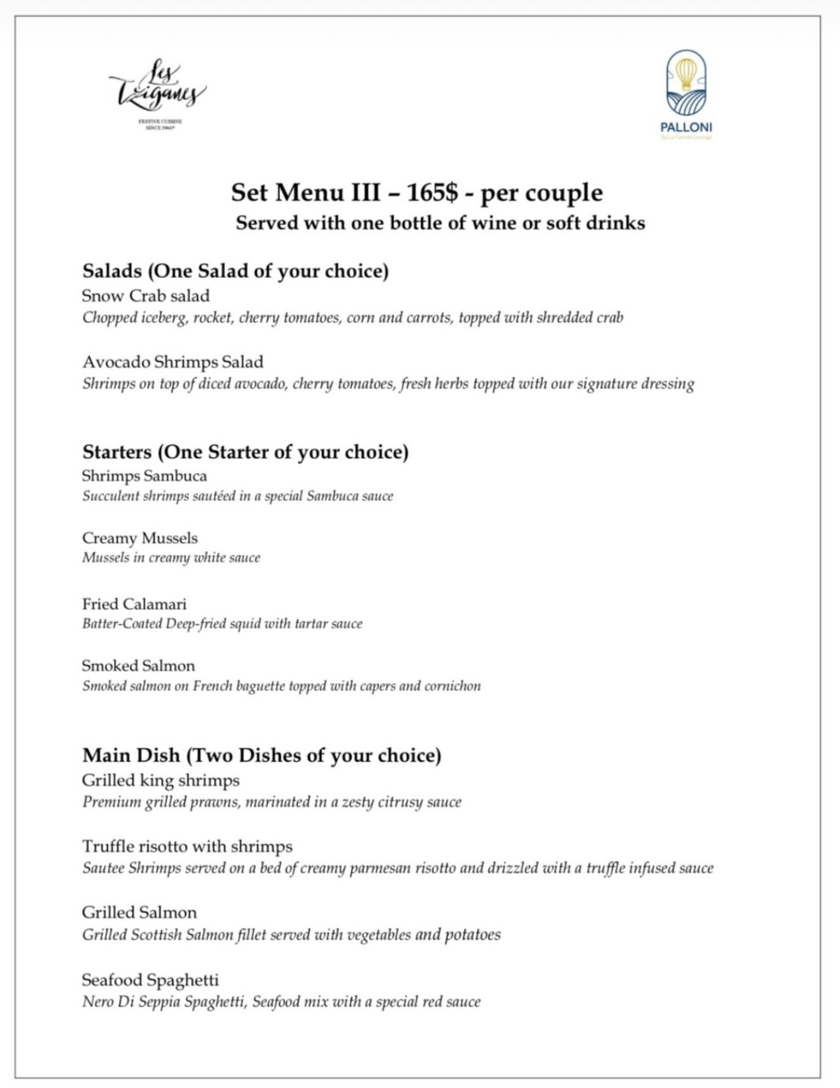 Palloni menu, page 4