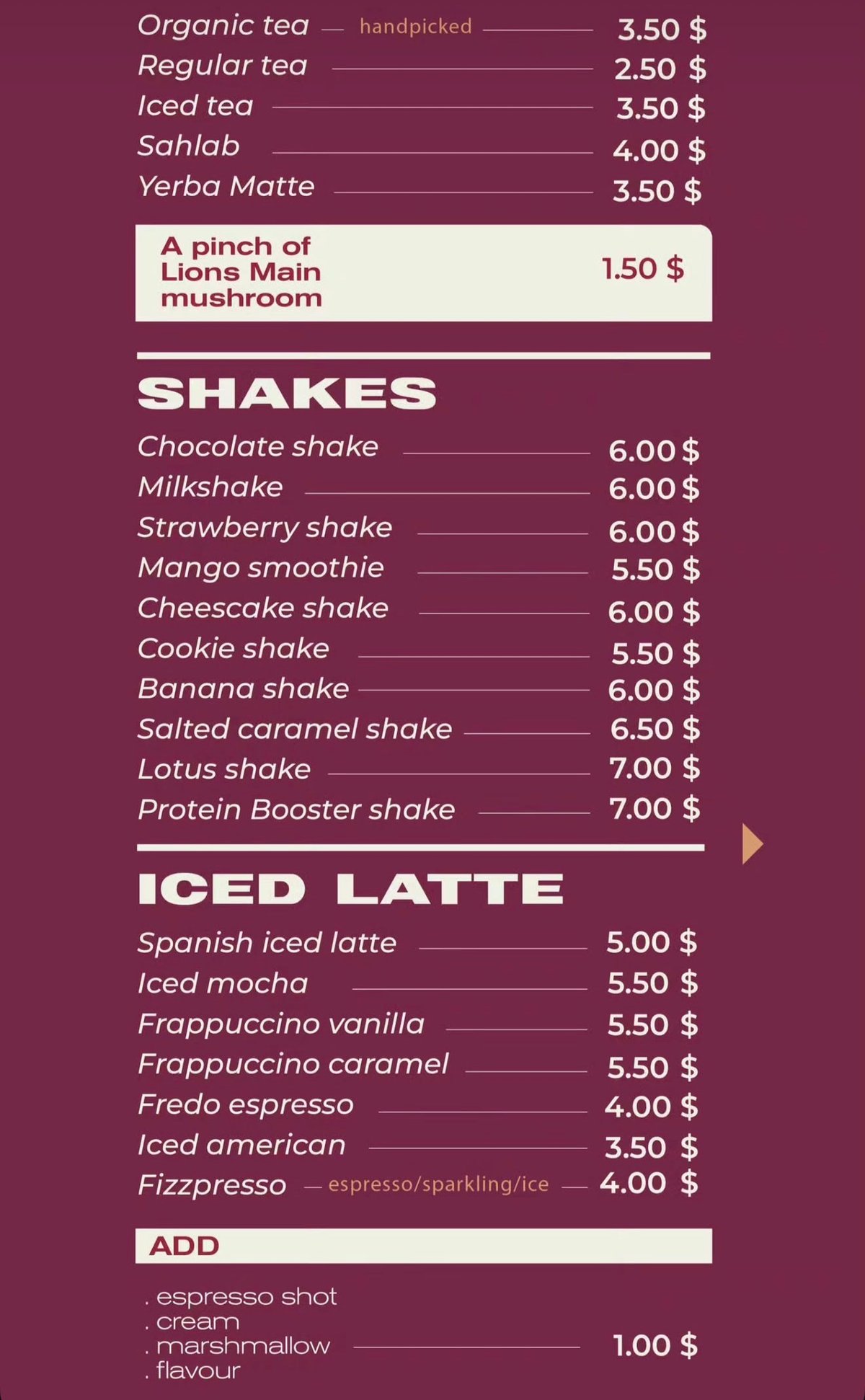 Space menu, page 3