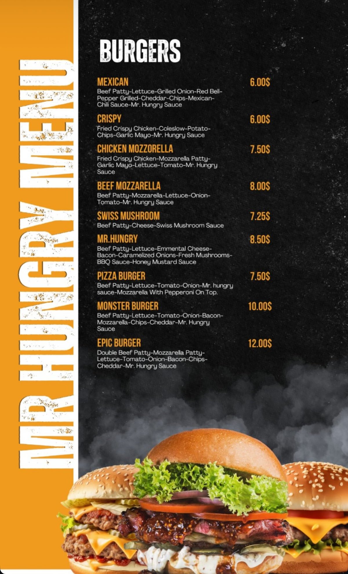 Mr Hungry menu, page 2
