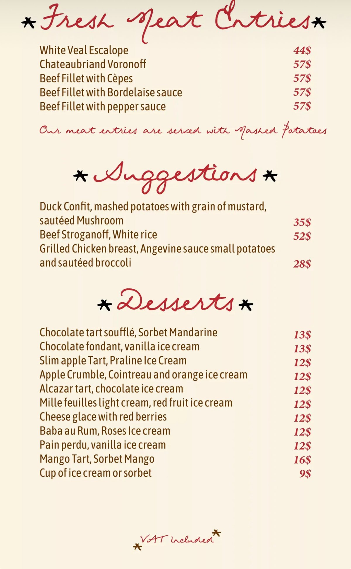 Cocteau menu, page 3