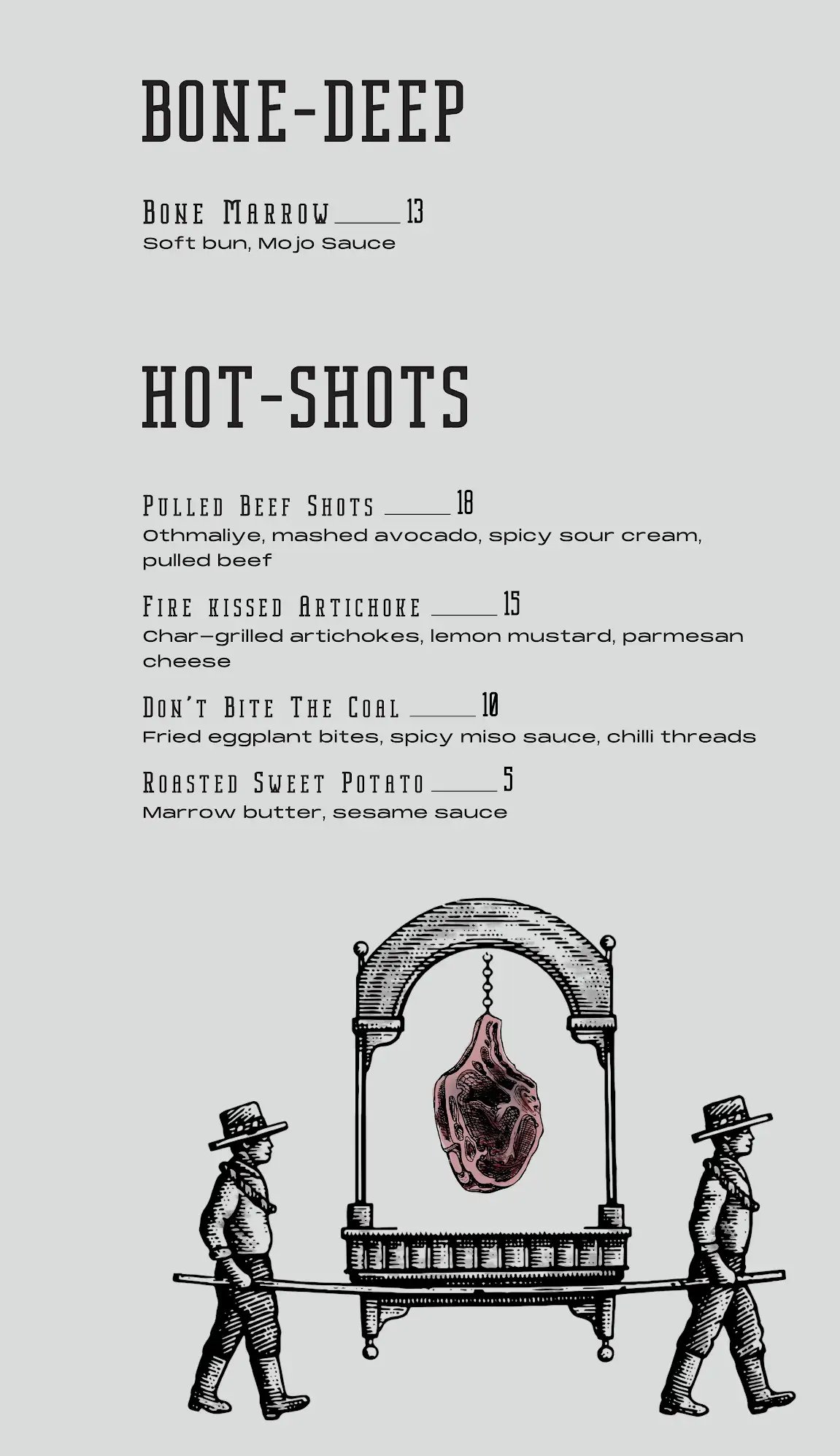 Marrow and Bar menu, page 3